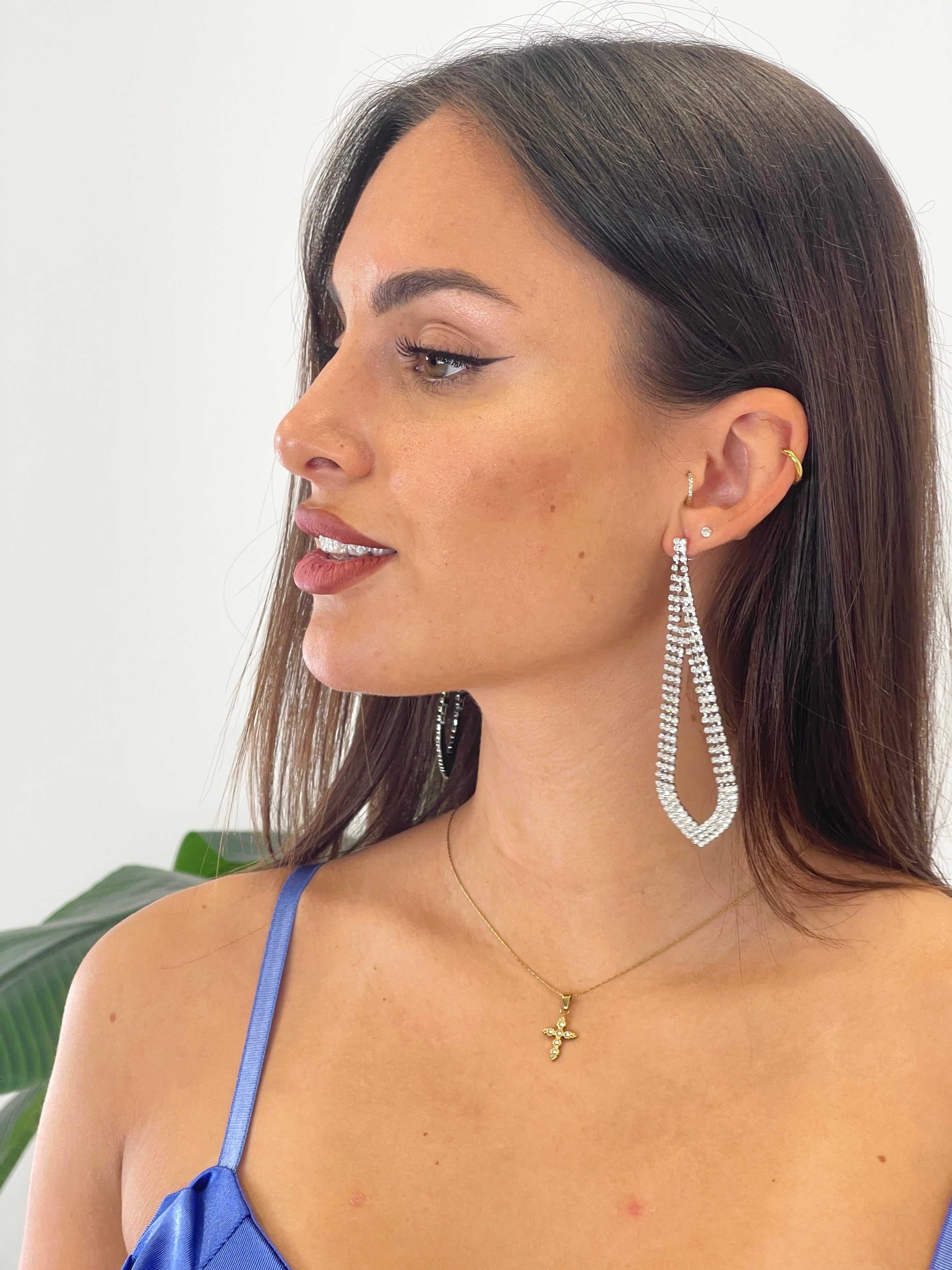 Arracades de llàgrima amb pedreria