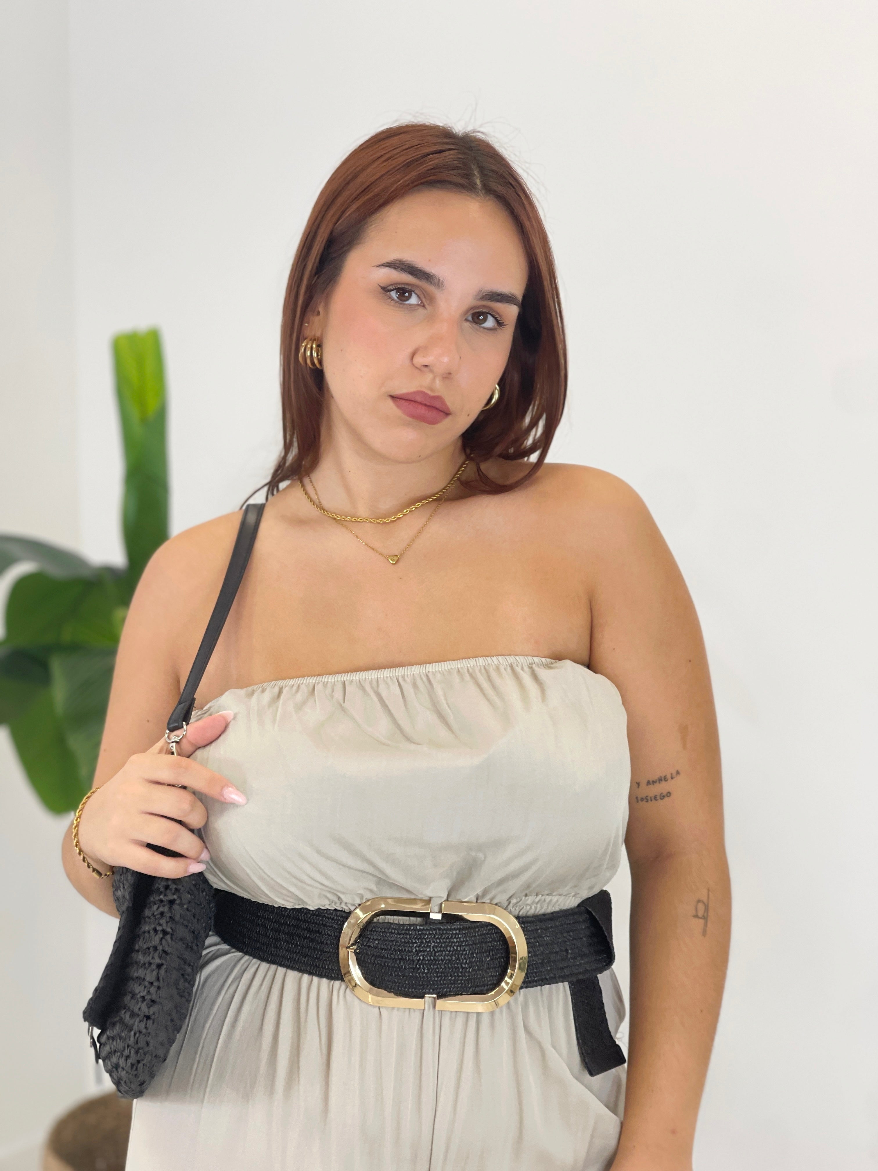 Cinturón rafia hebilla grande