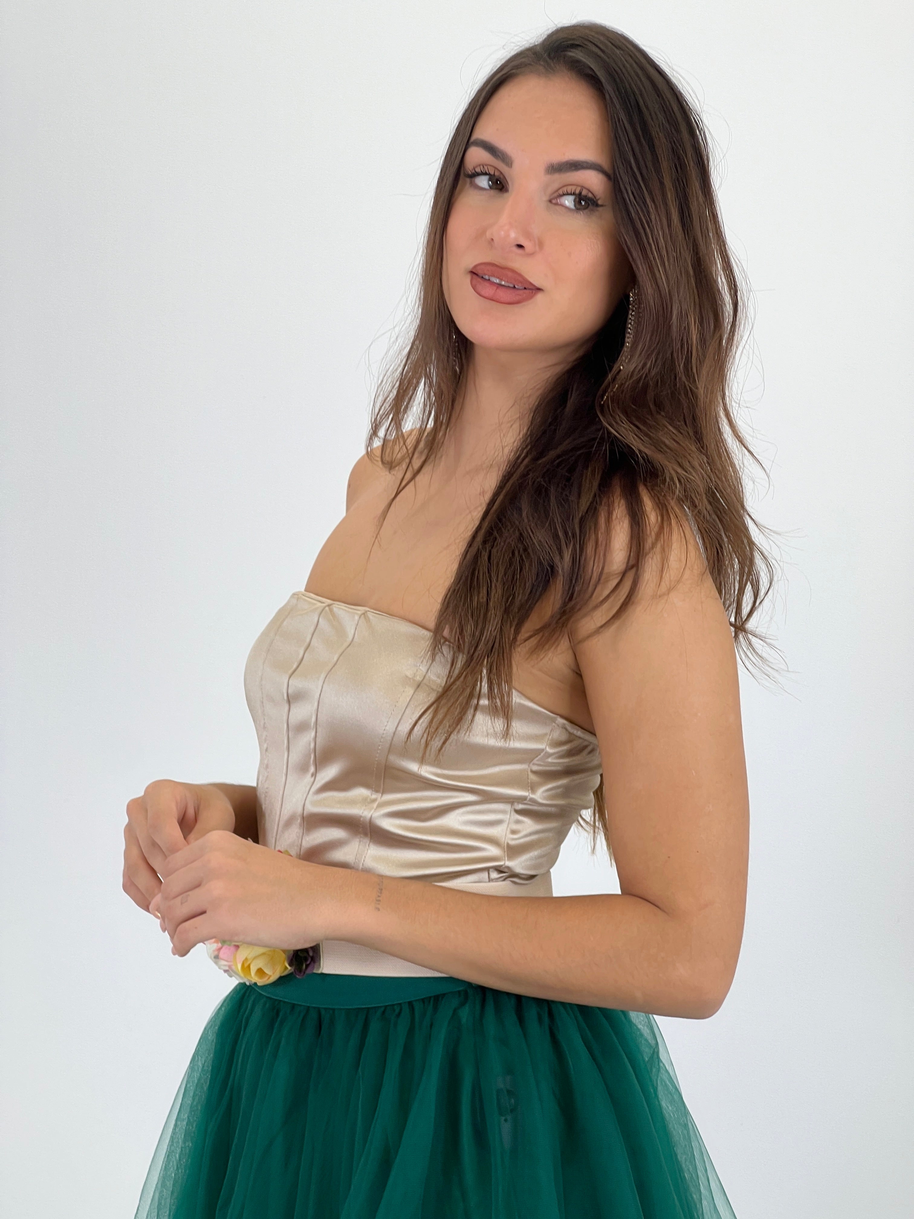 Satin corset crop top