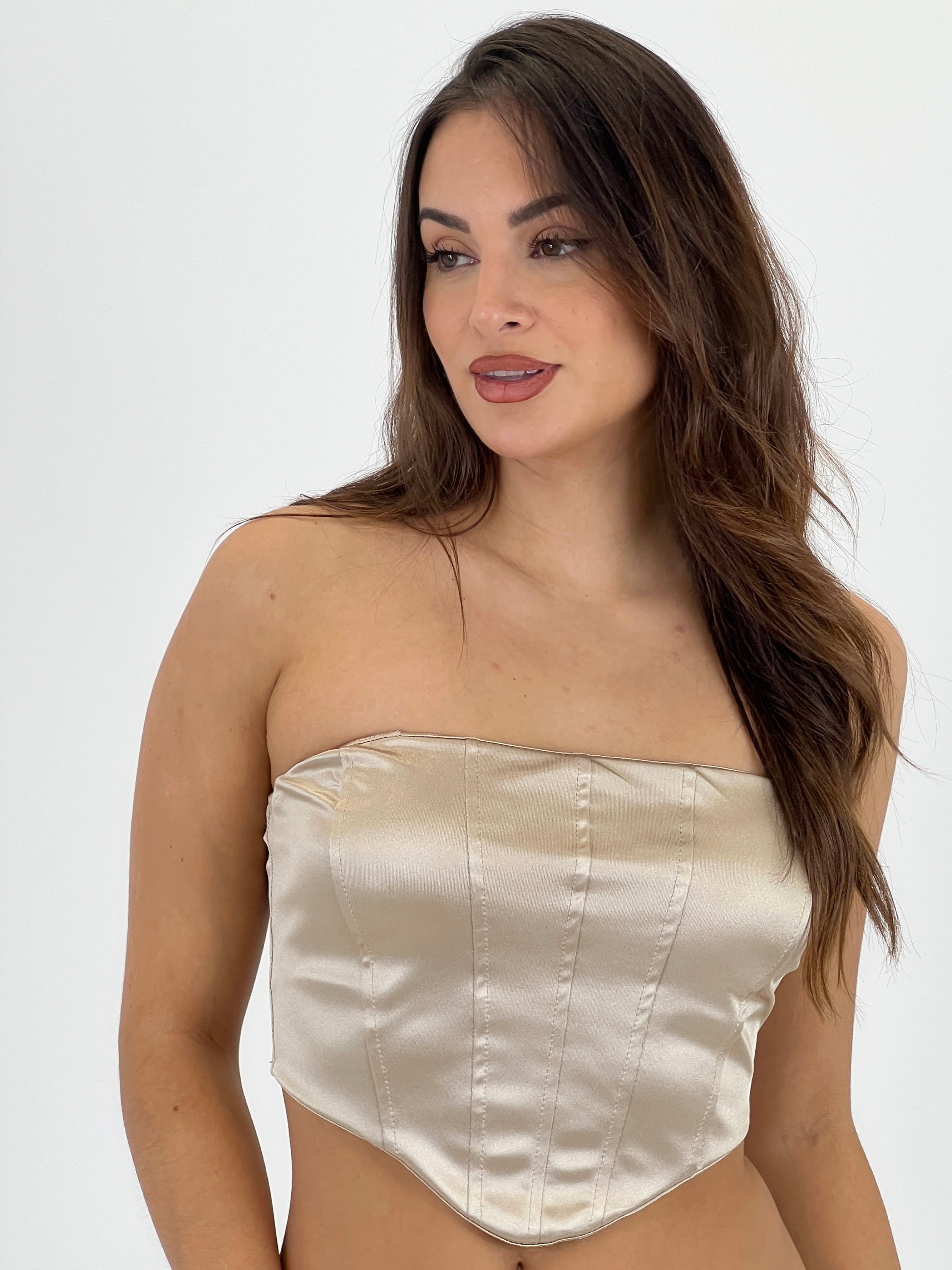 Satin corset crop top