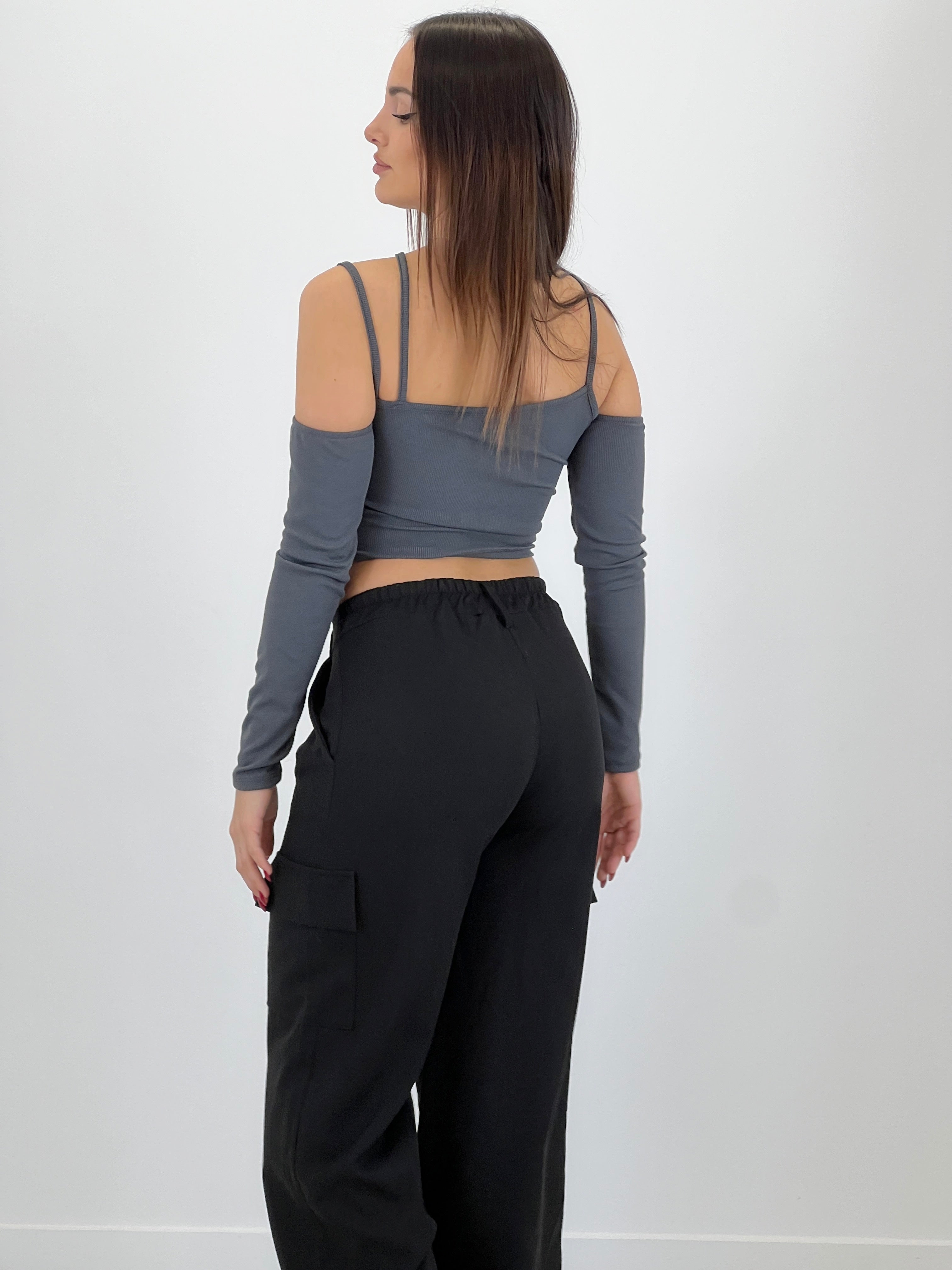 Asymmetrical ribbed crop top