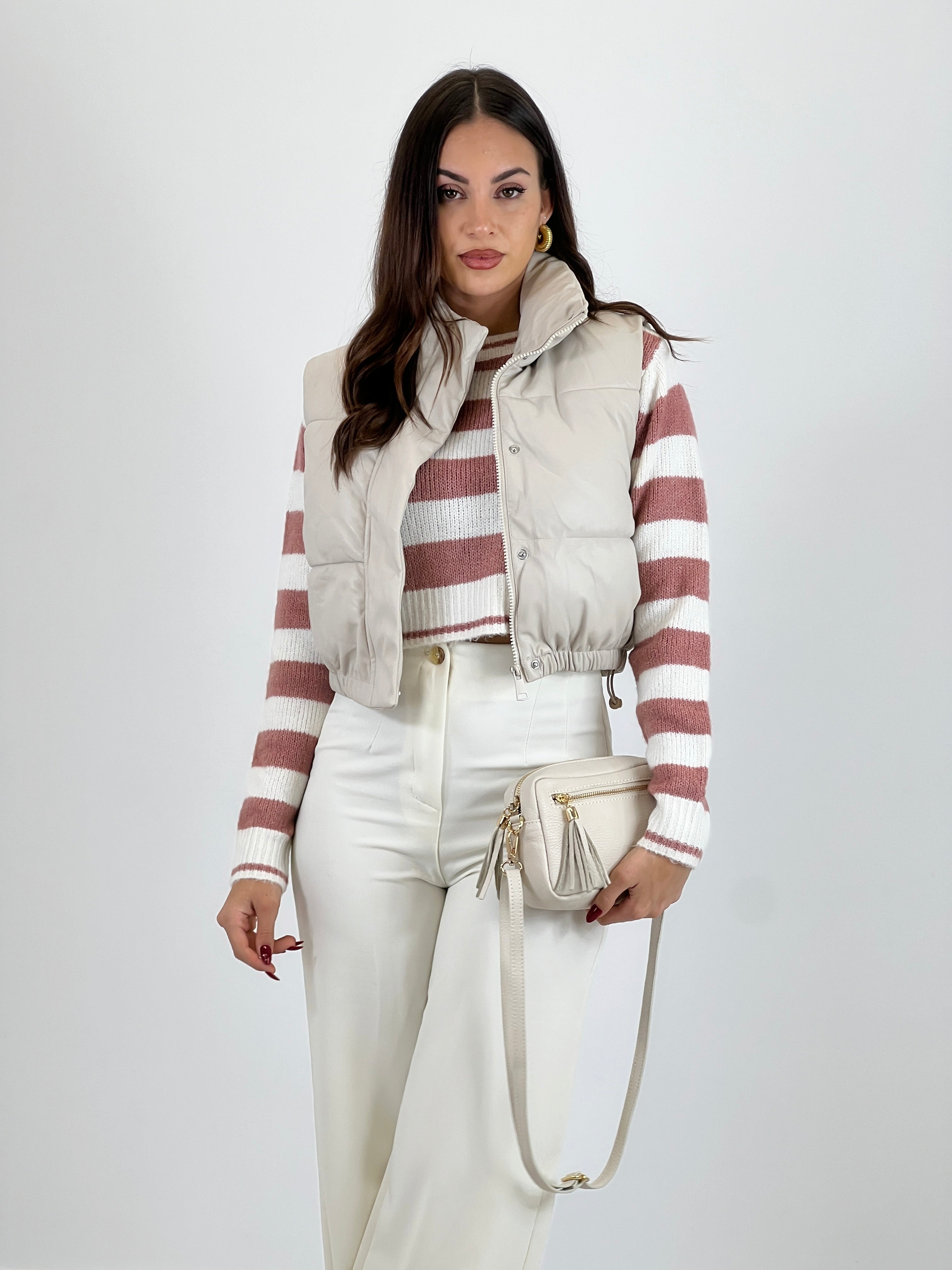 Chaleco acolchado efecto piel