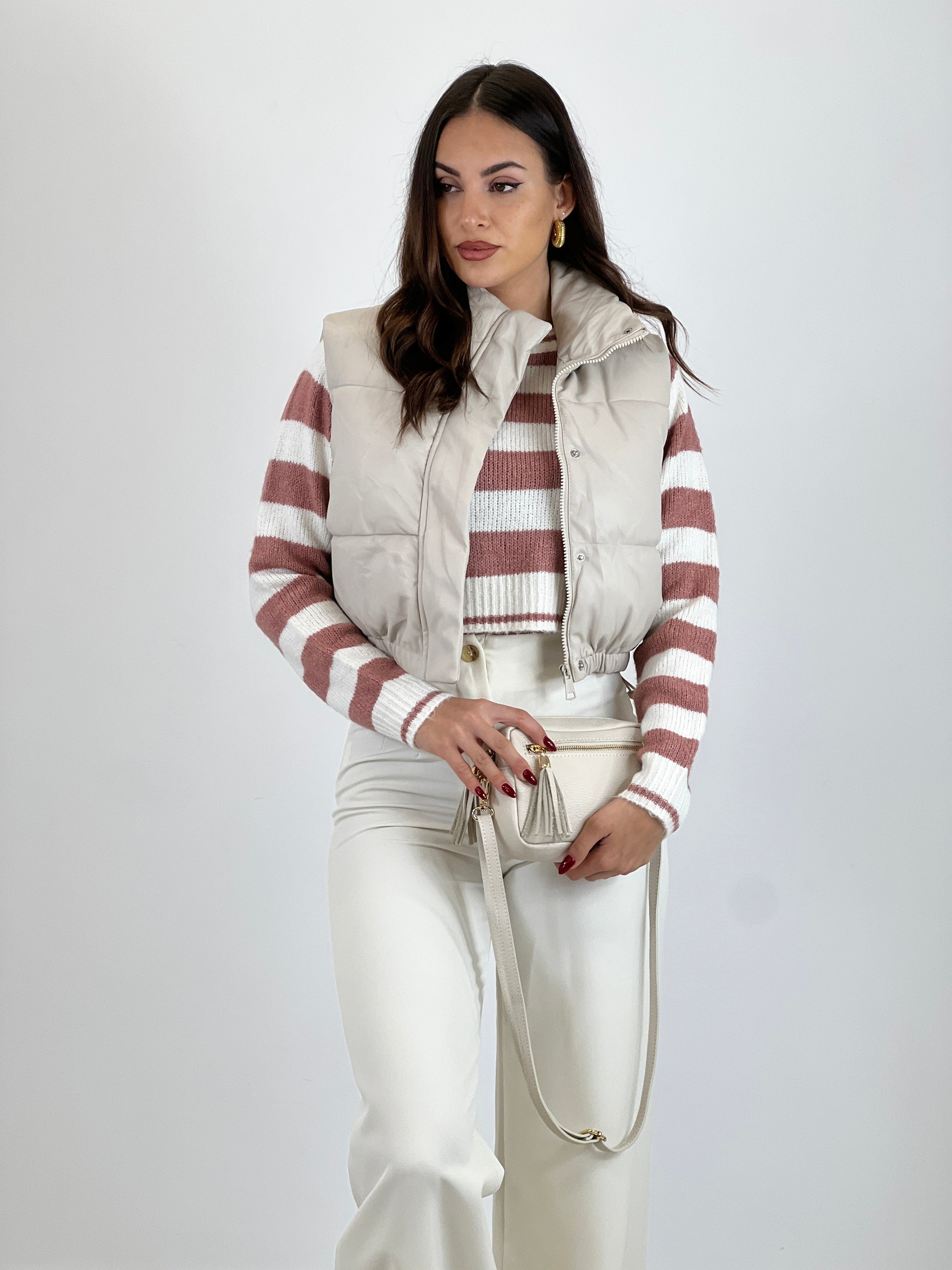 Chaleco acolchado efecto piel