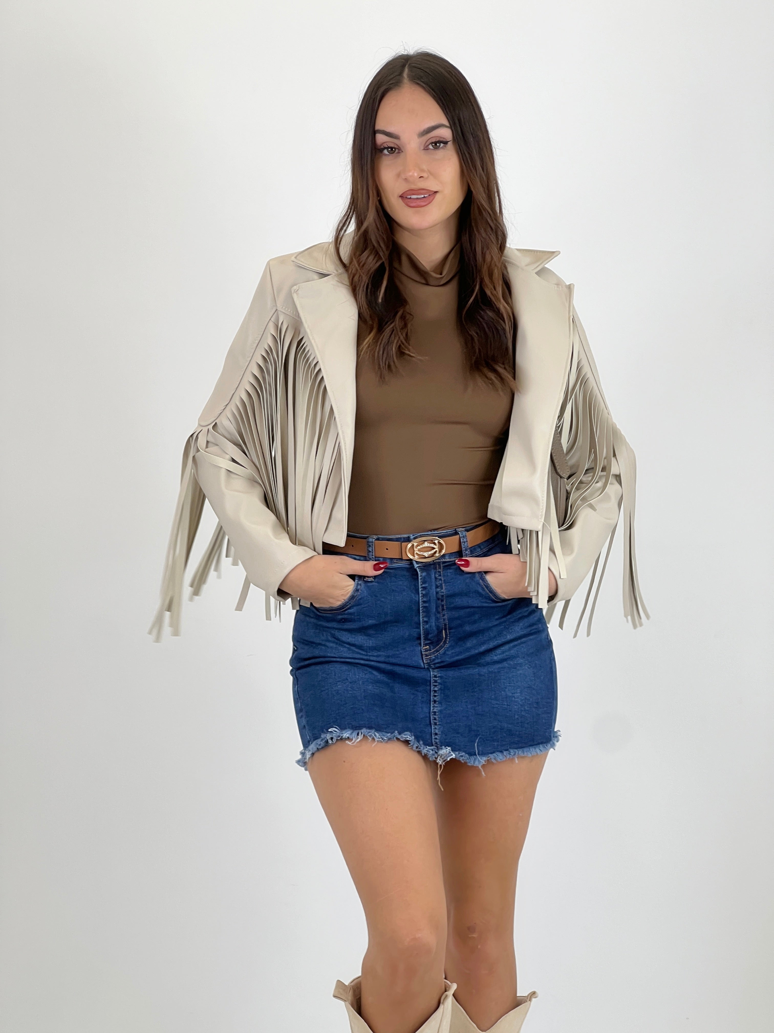 Chaqueta efecto piel con flecos - Zebra&Maduixa®