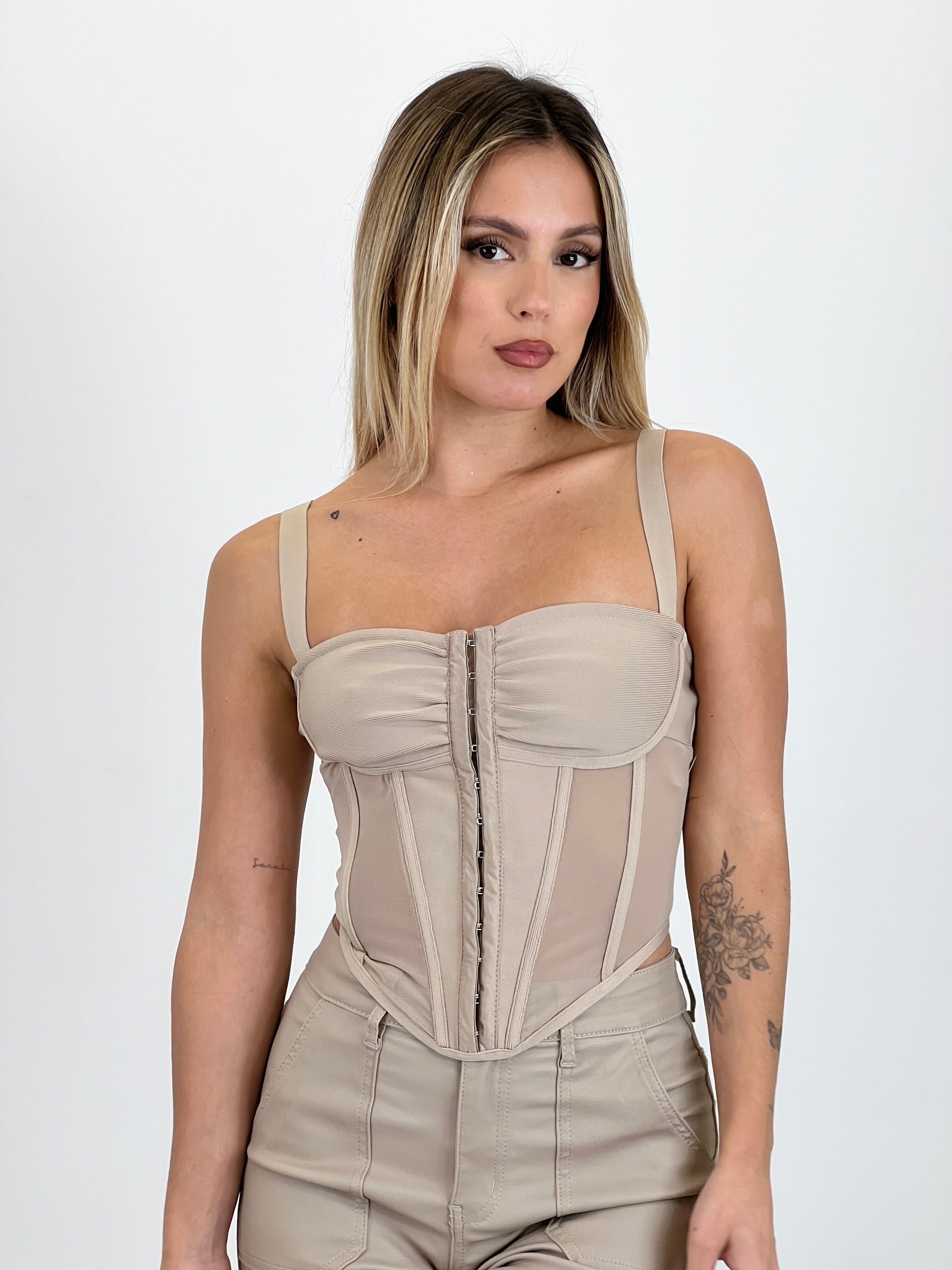 Transparency strap corset