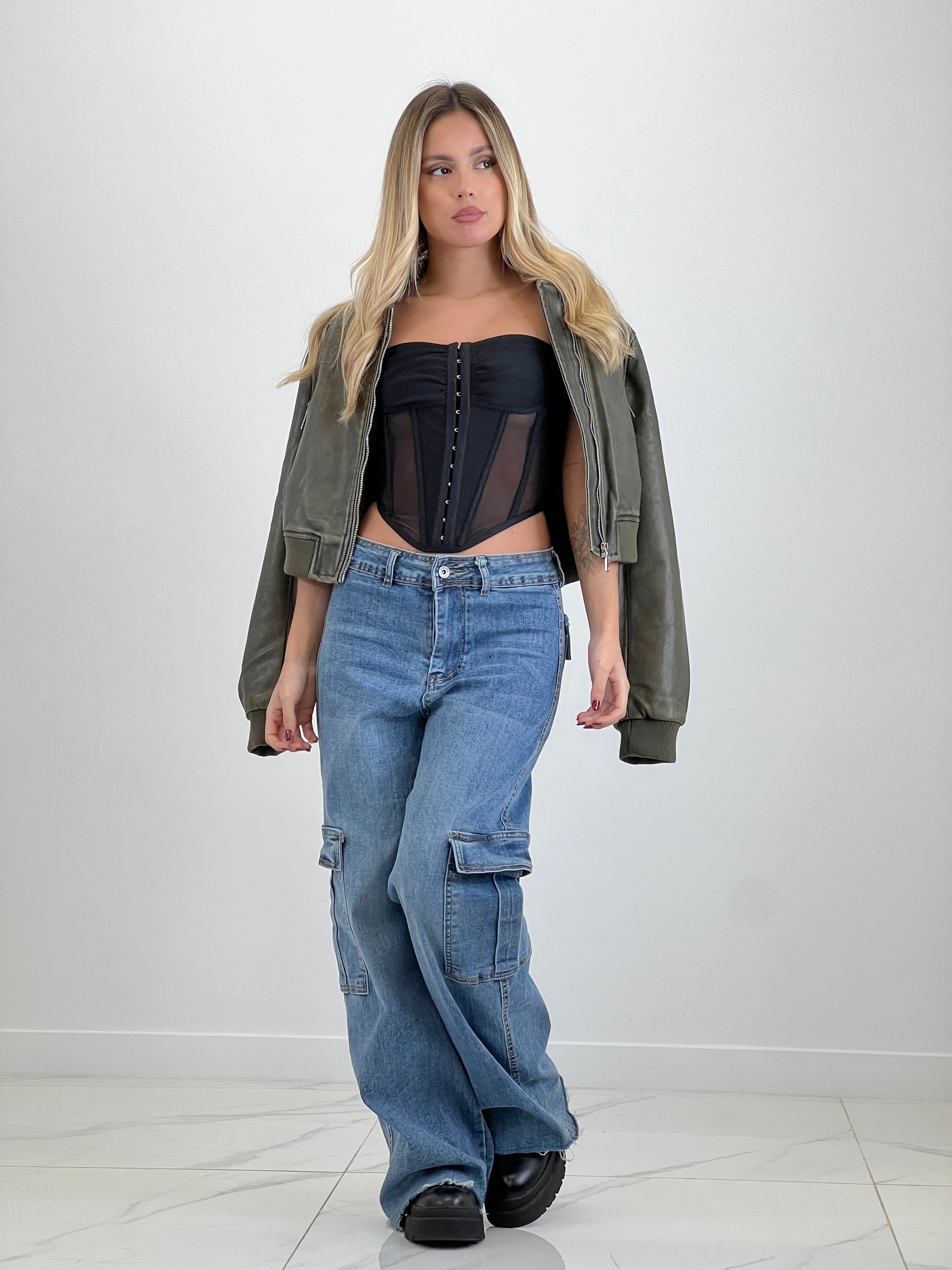 Transparency strap corset