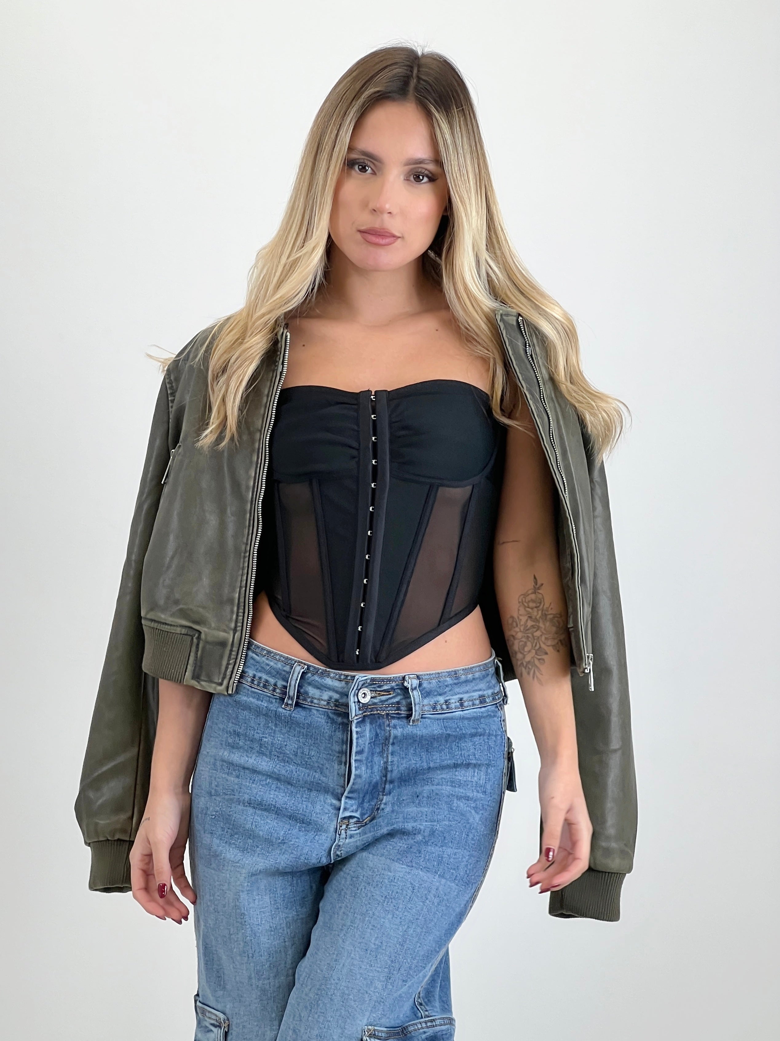 Transparency strap corset