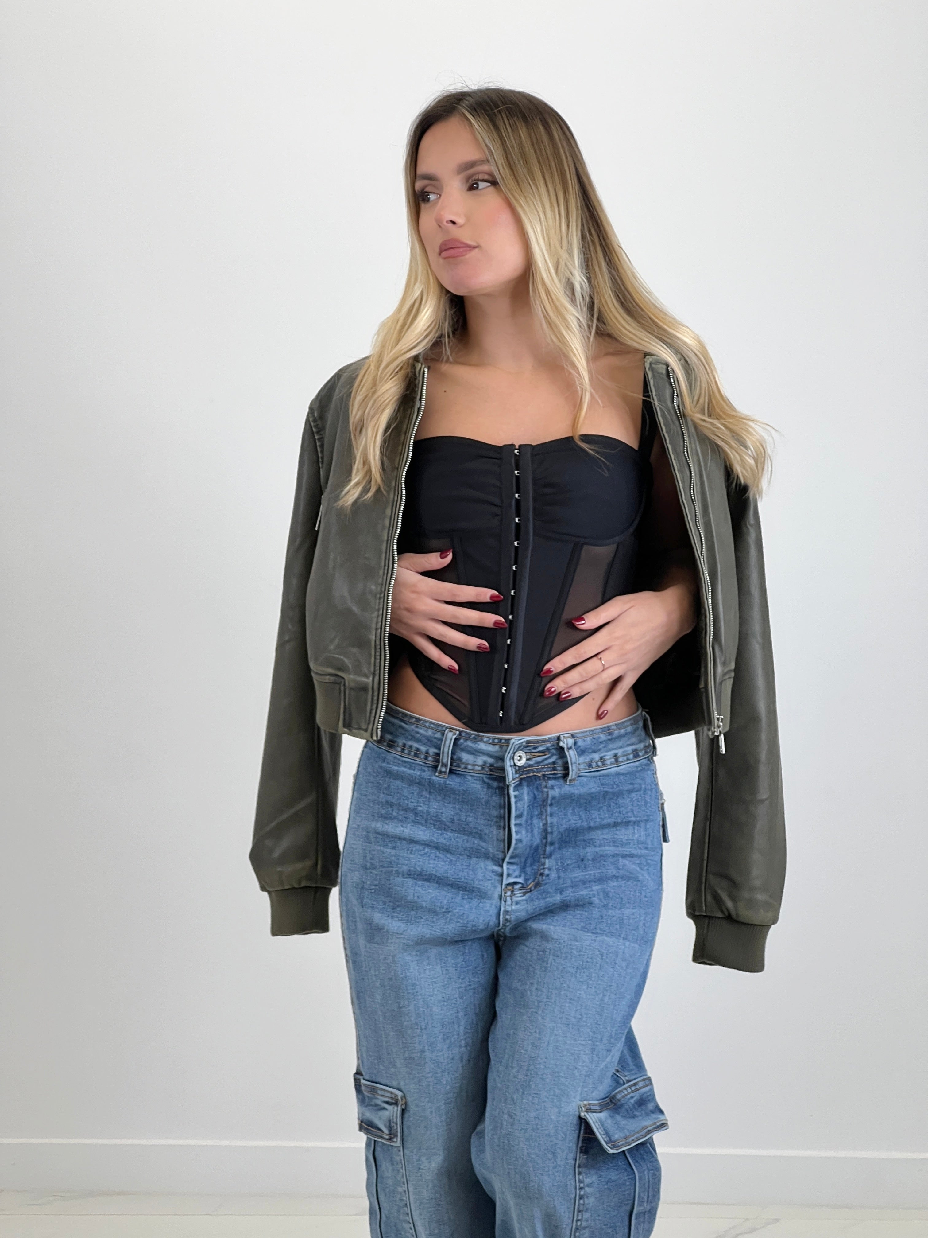 Transparency strap corset