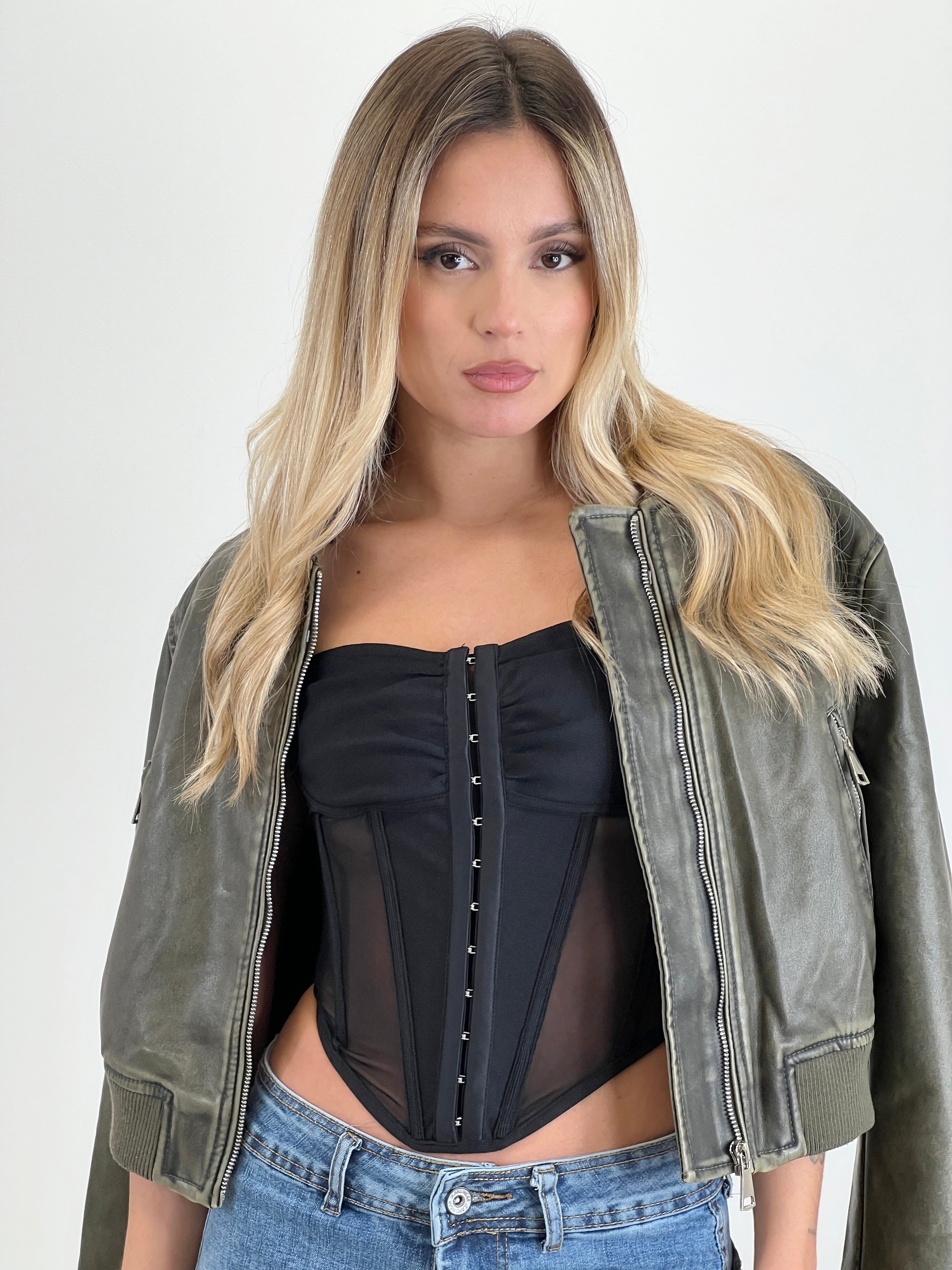 Transparency strap corset