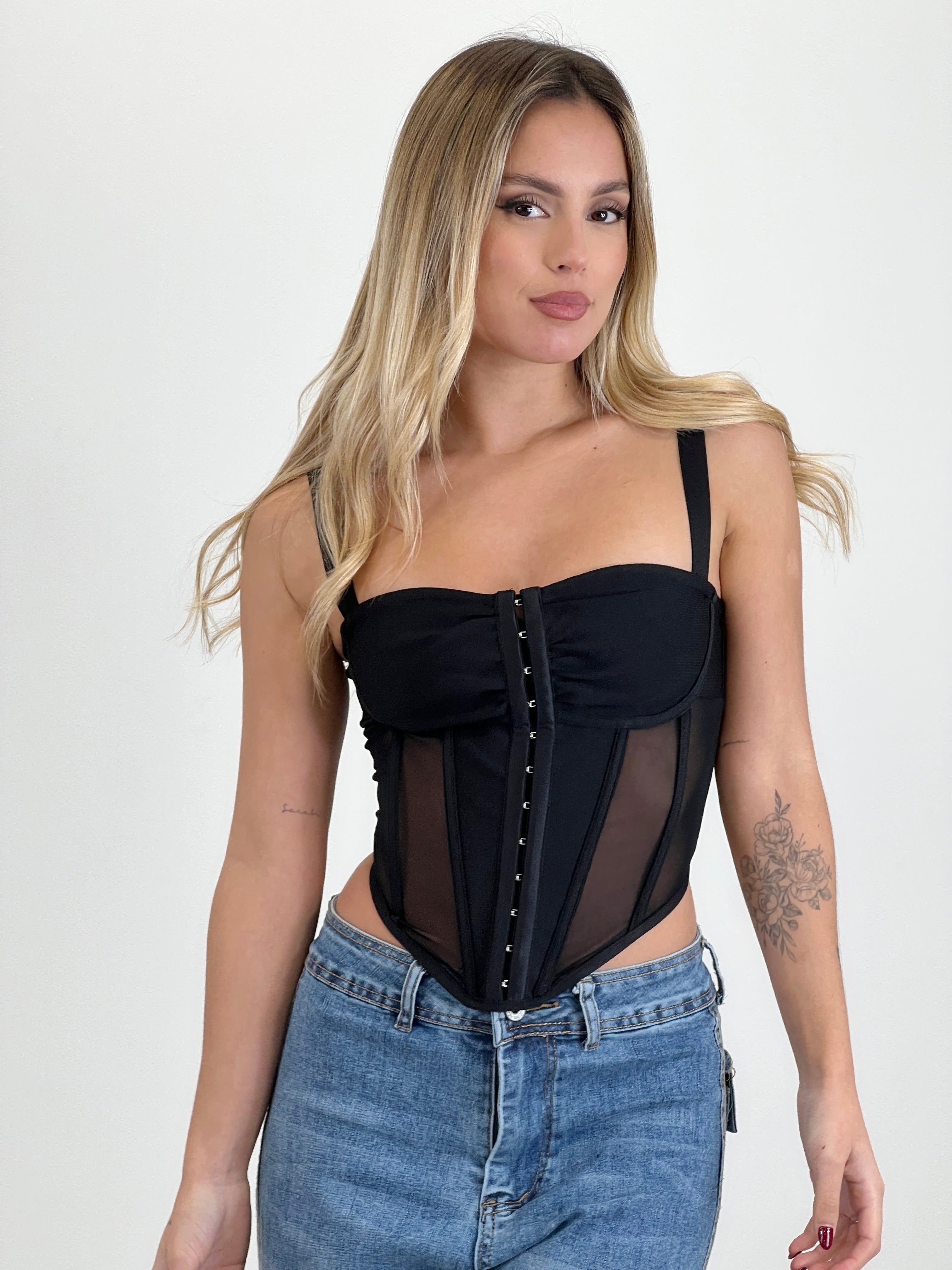 Transparency strap corset