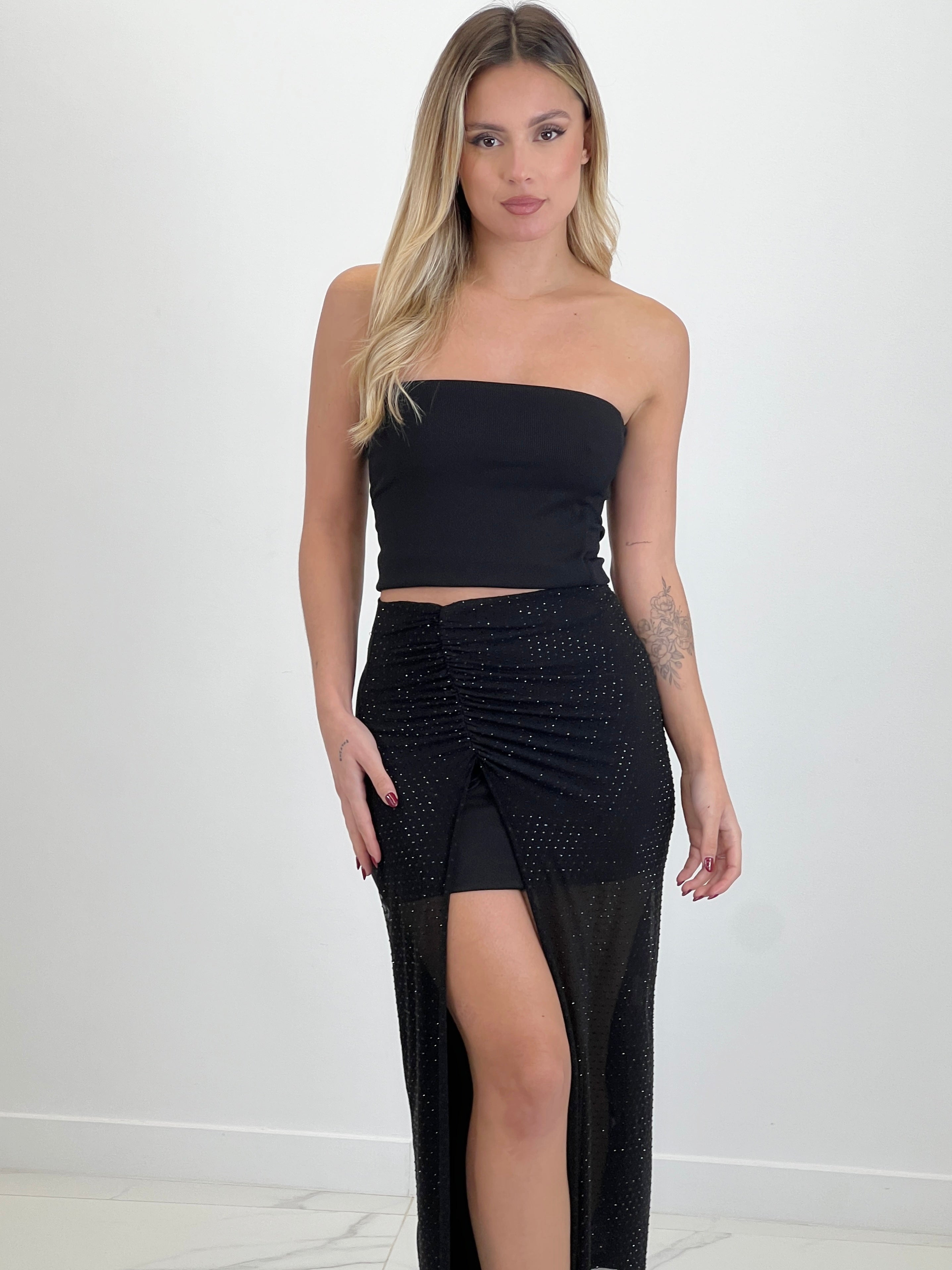 Rhinestone midi skirt