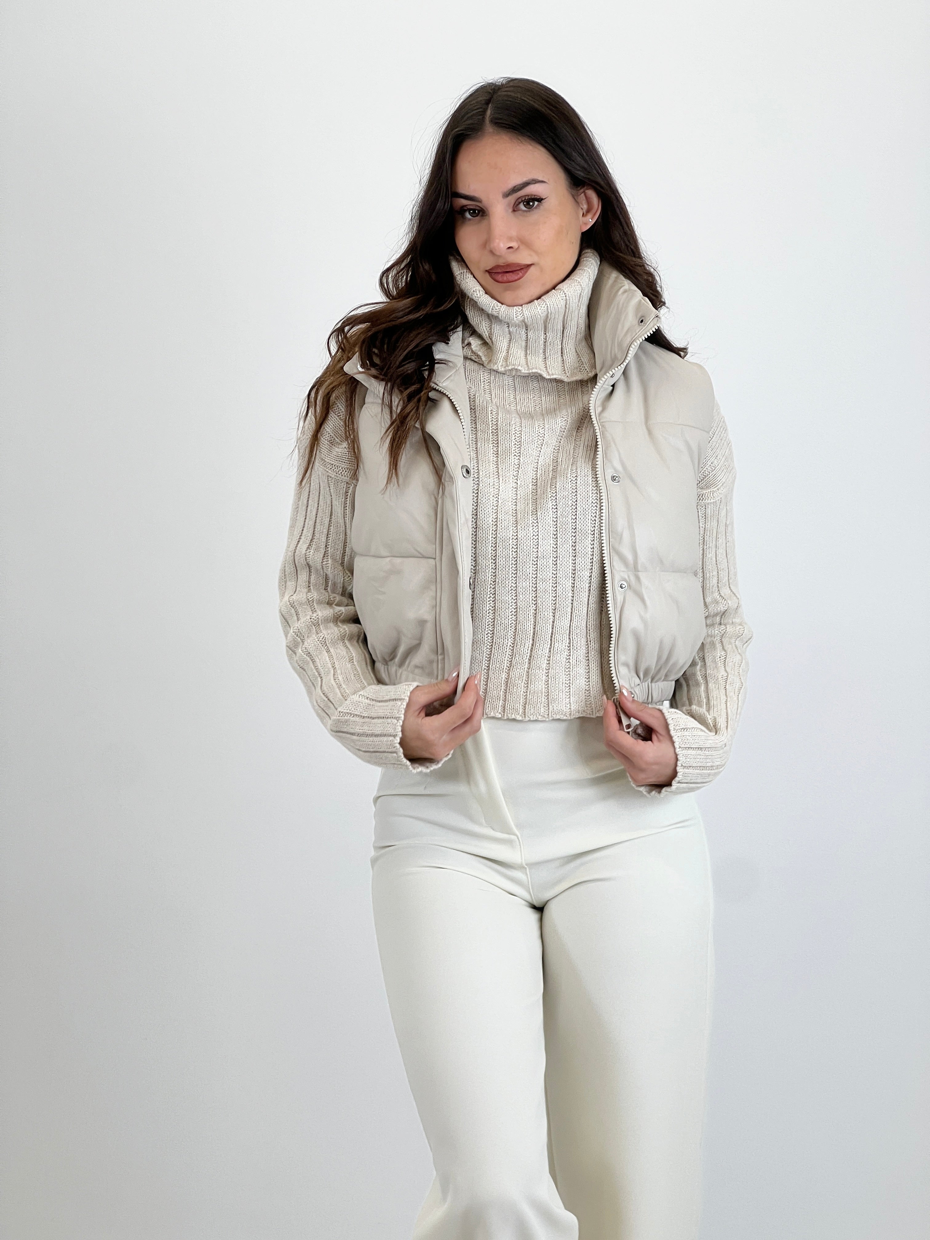 Chaleco acolchado efecto piel