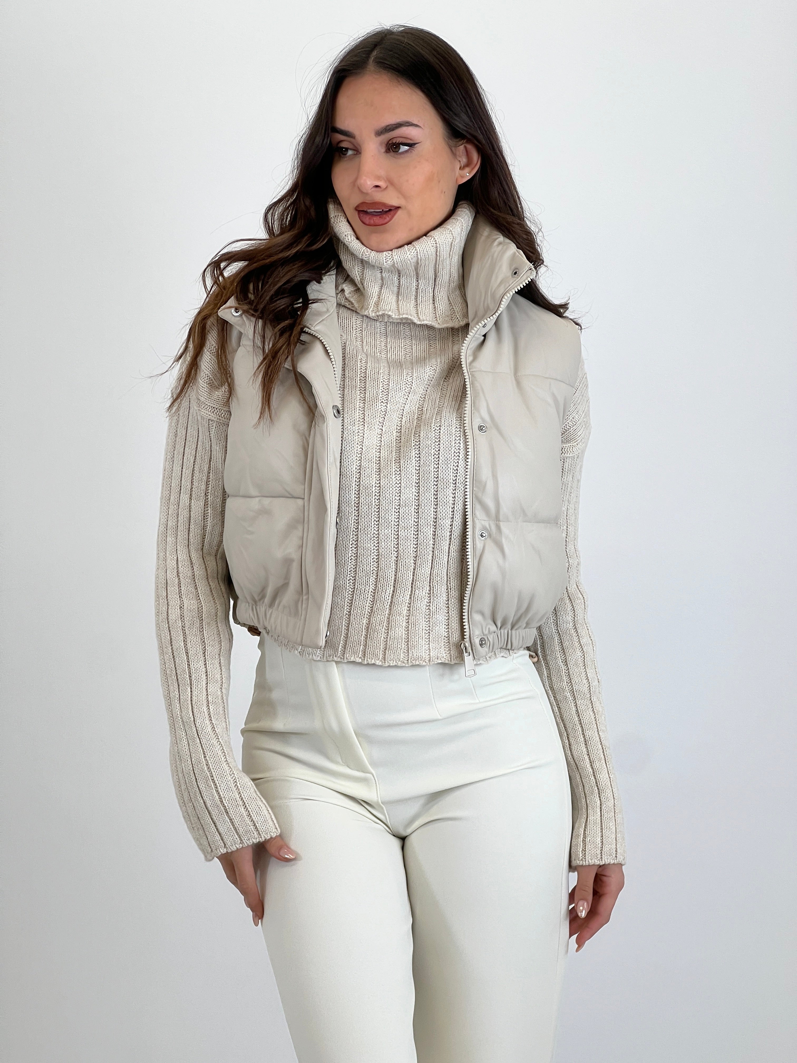 Chaleco acolchado efecto piel