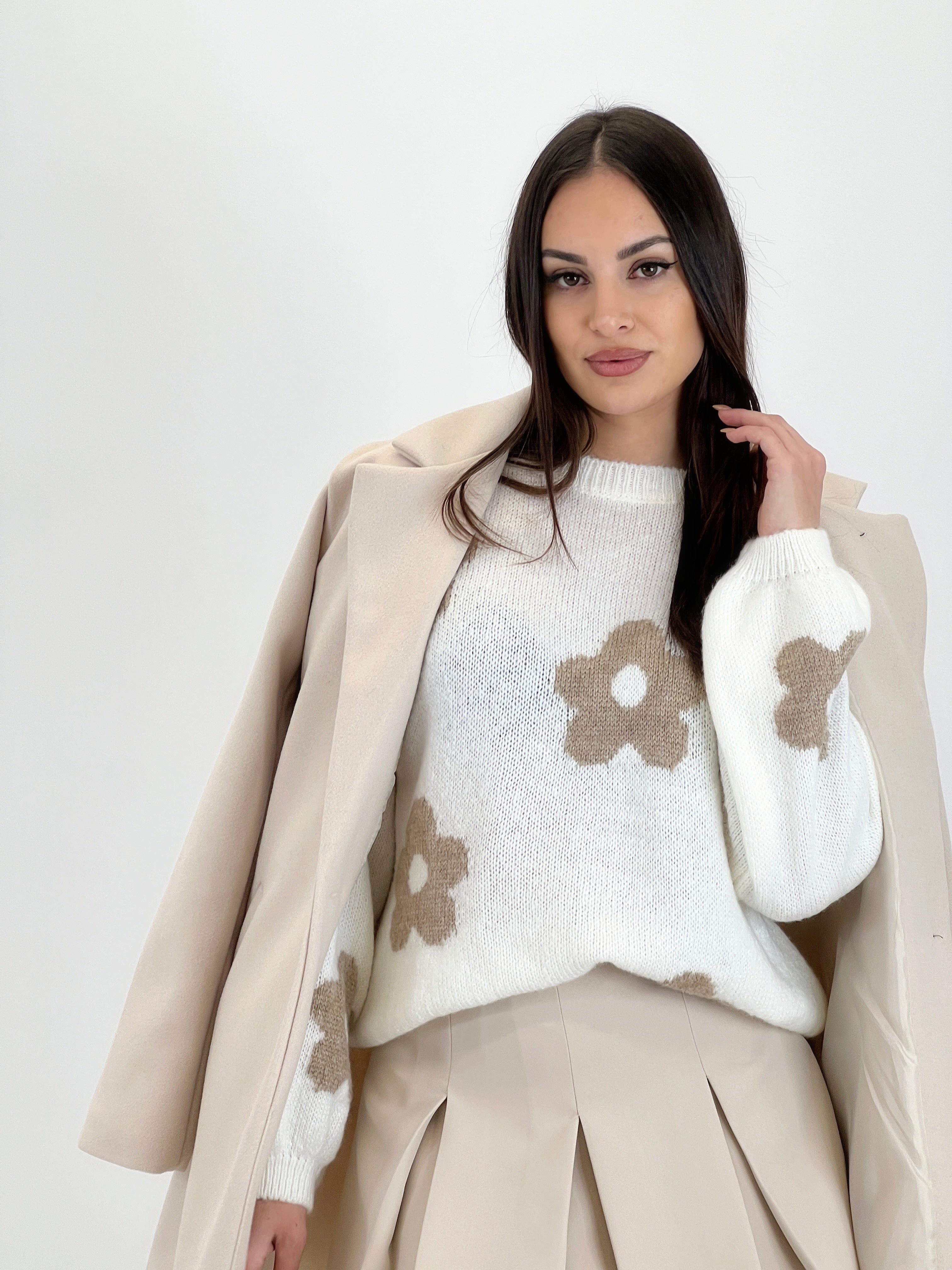 Embroidered flower sweater