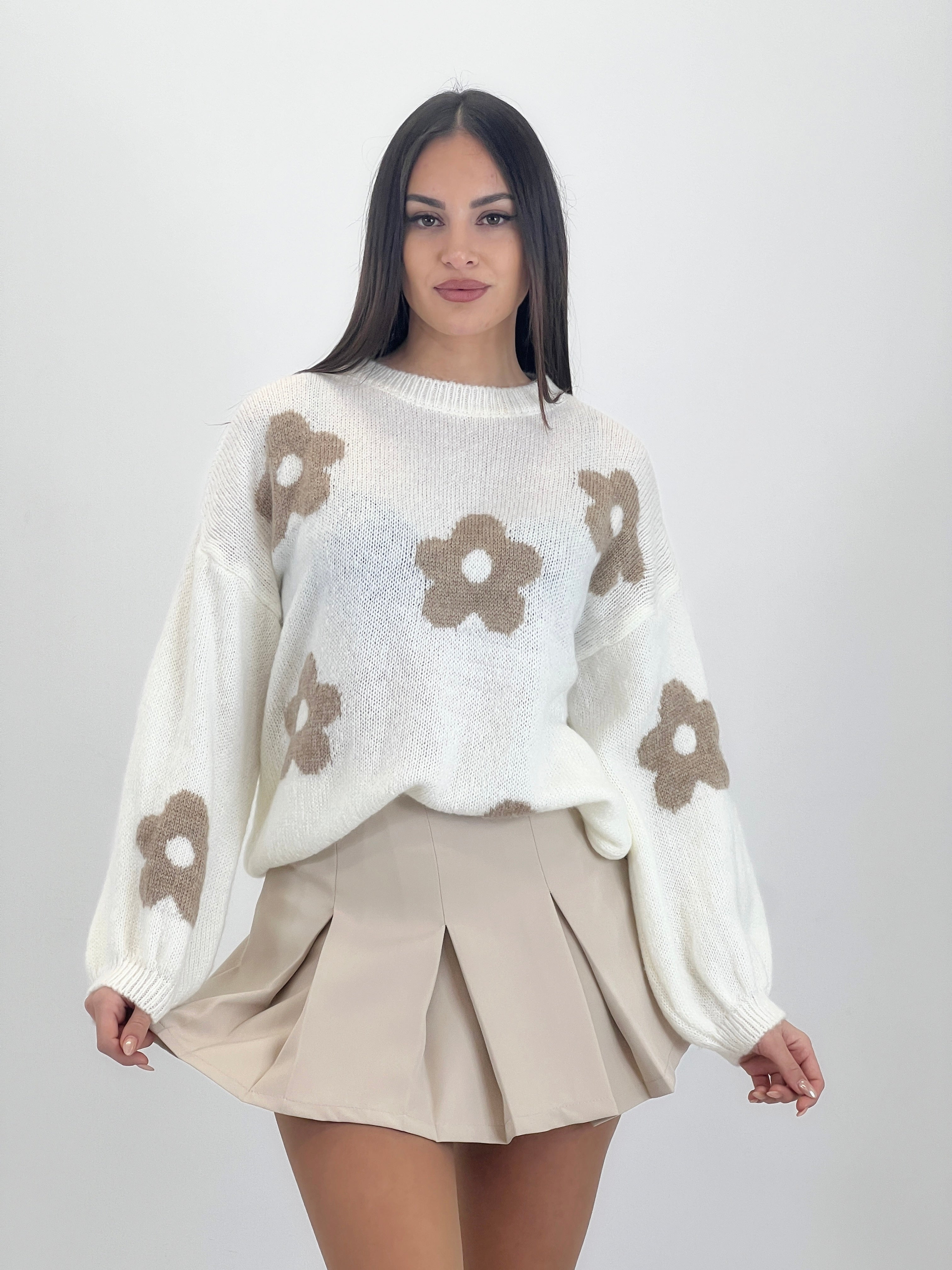 Embroidered flower sweater