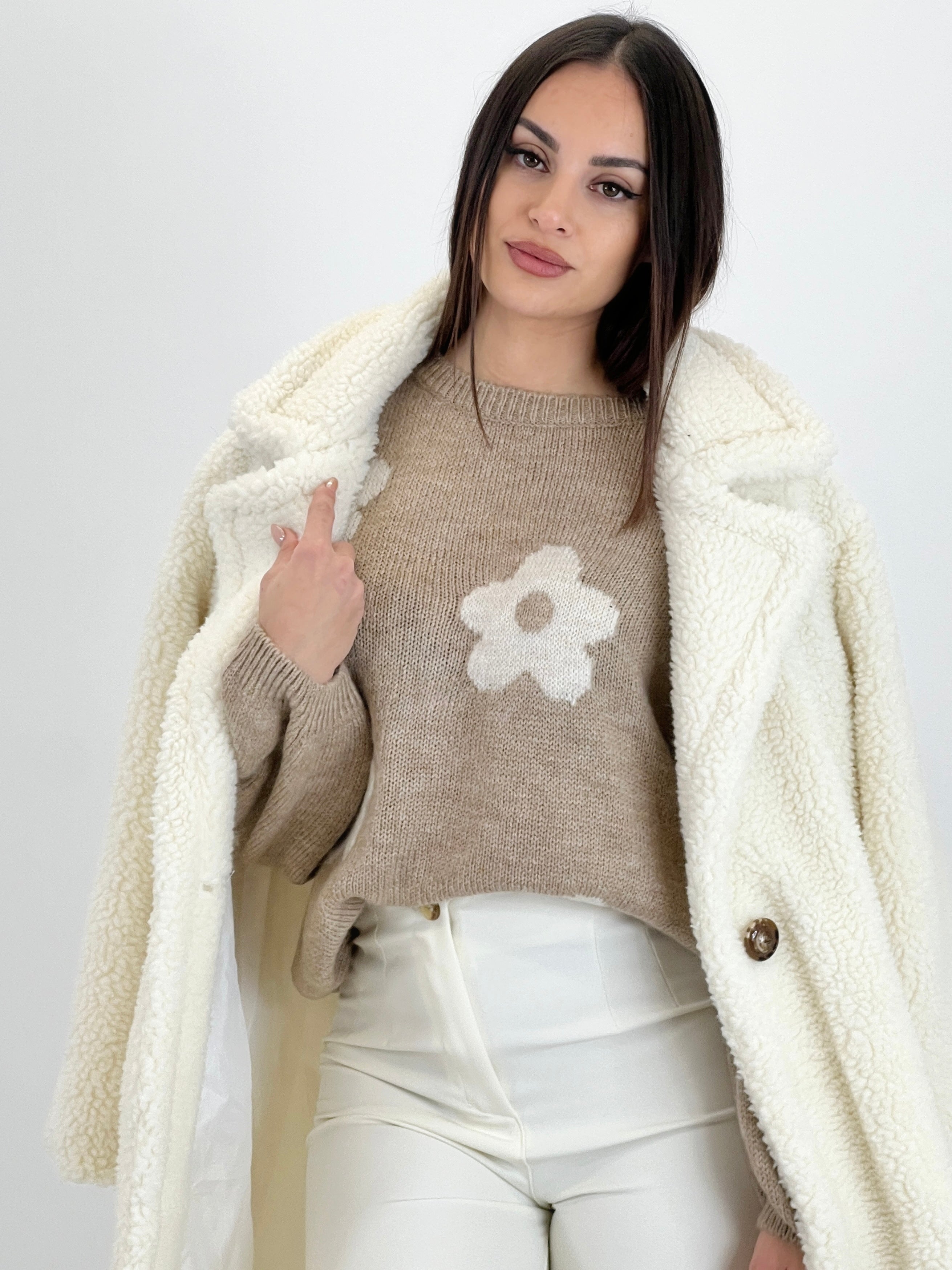 Embroidered flower sweater