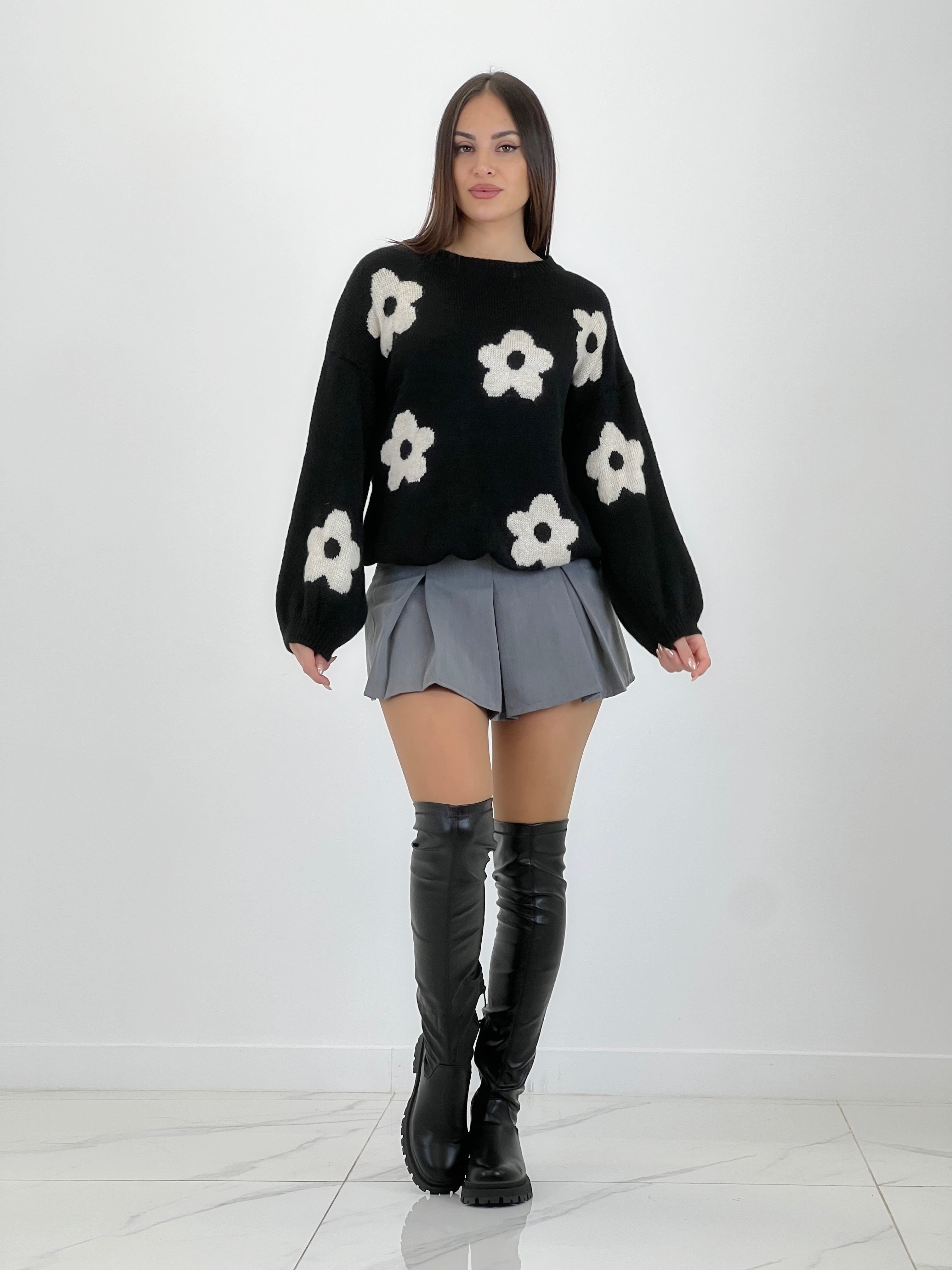 Embroidered flower sweater