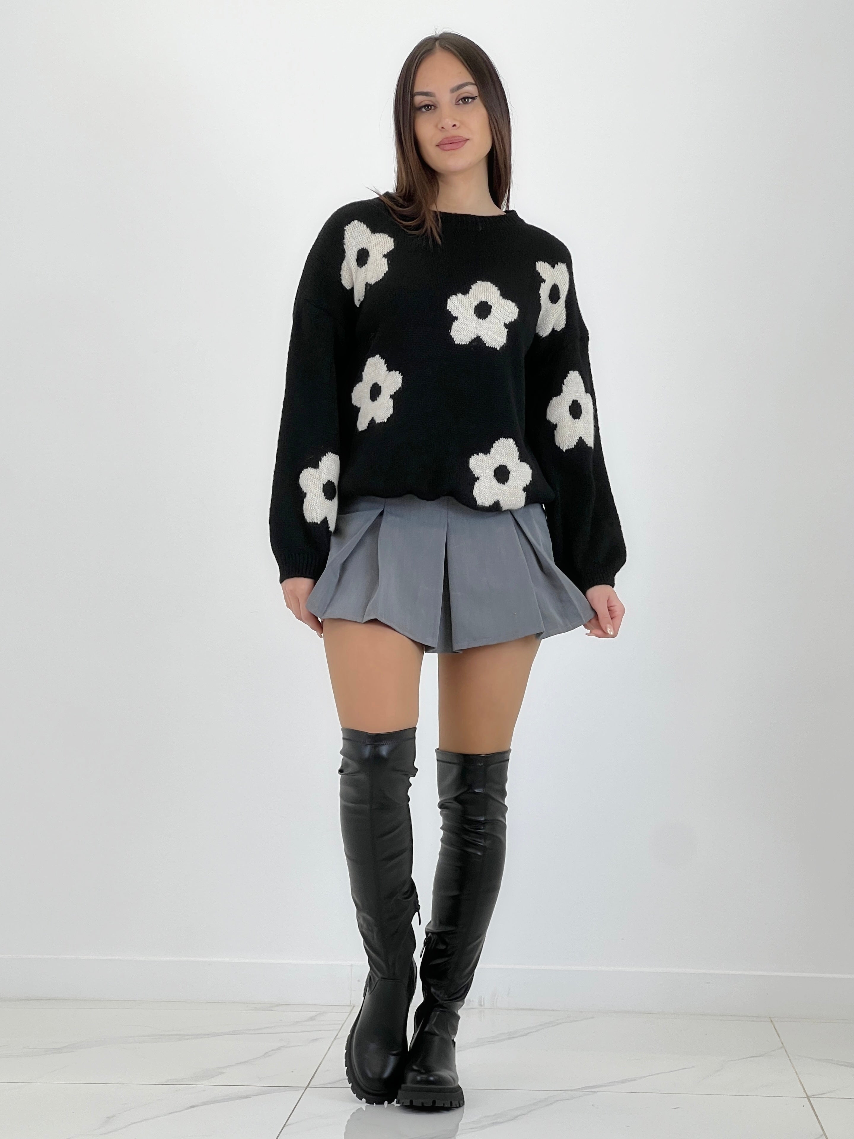 Embroidered flower sweater