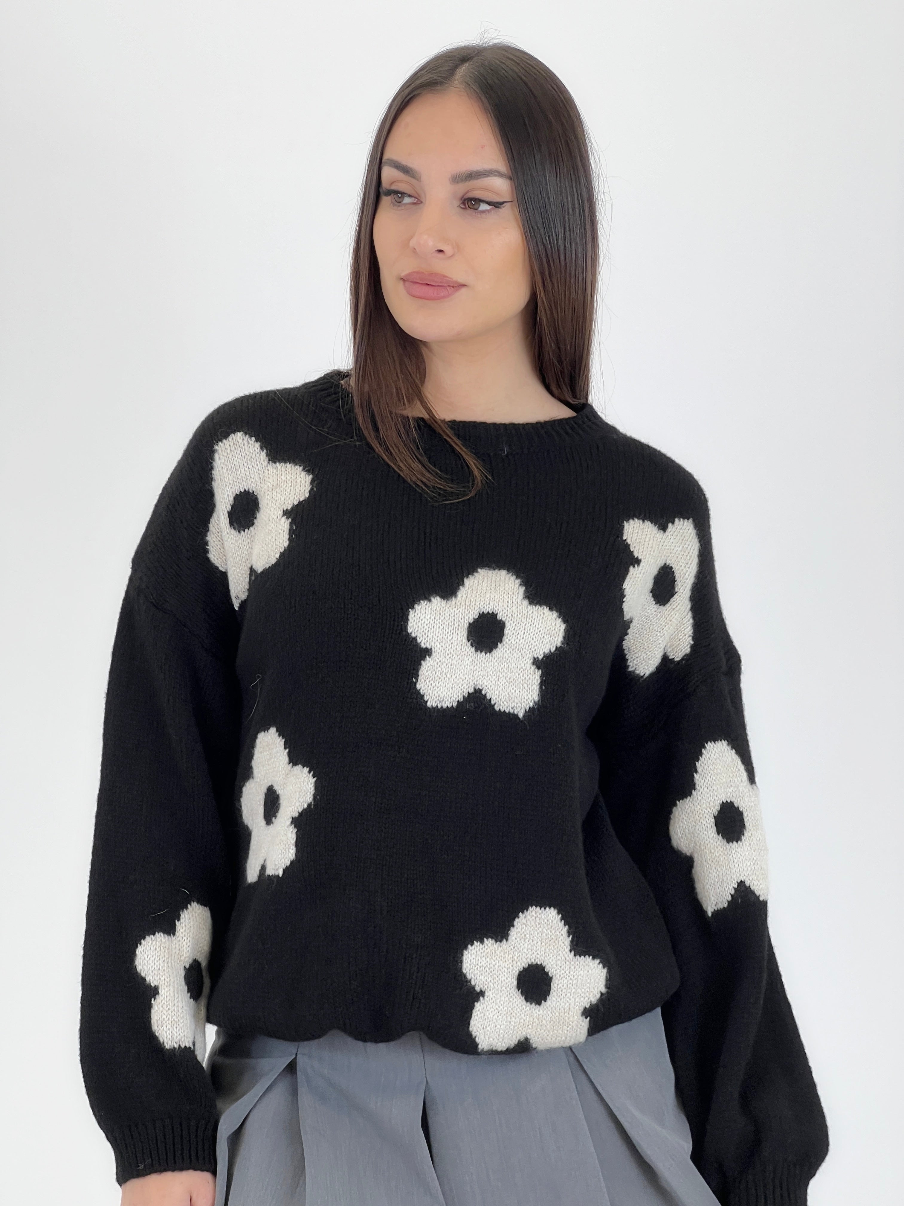 Embroidered flower sweater