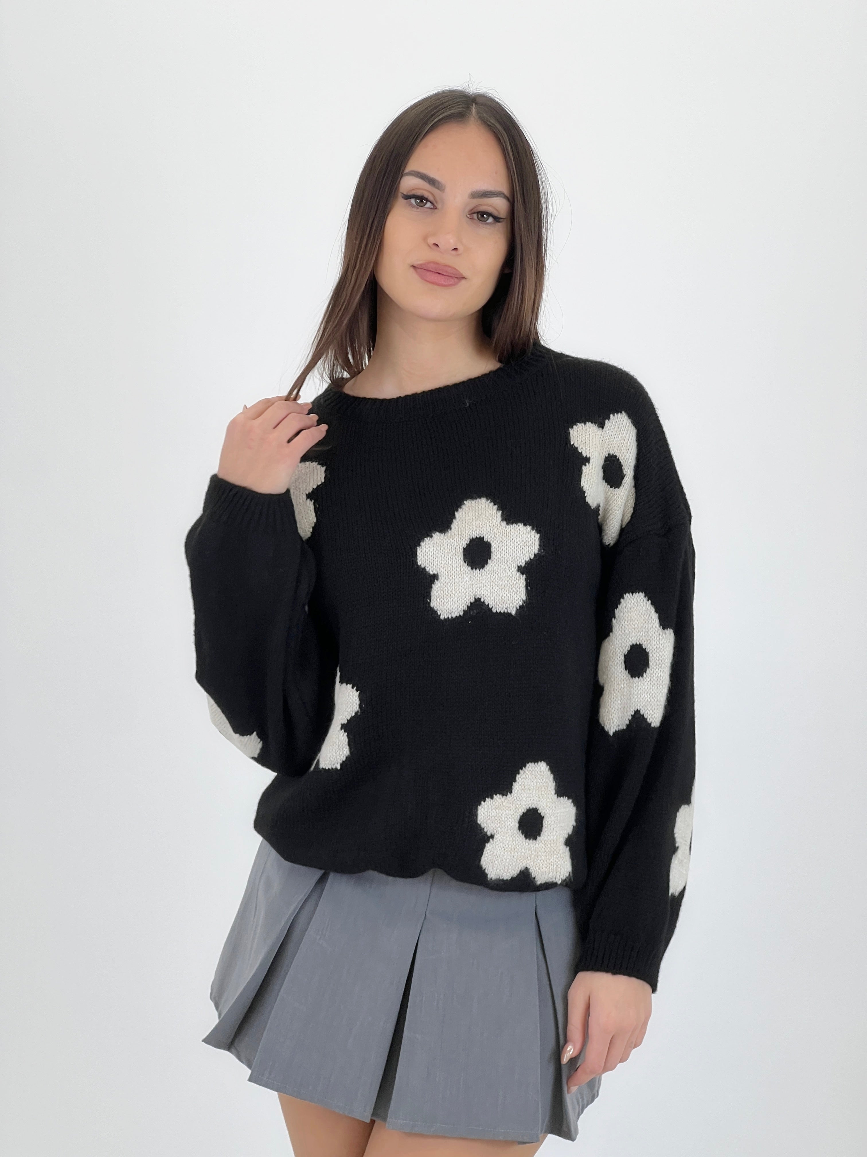 Embroidered flower sweater