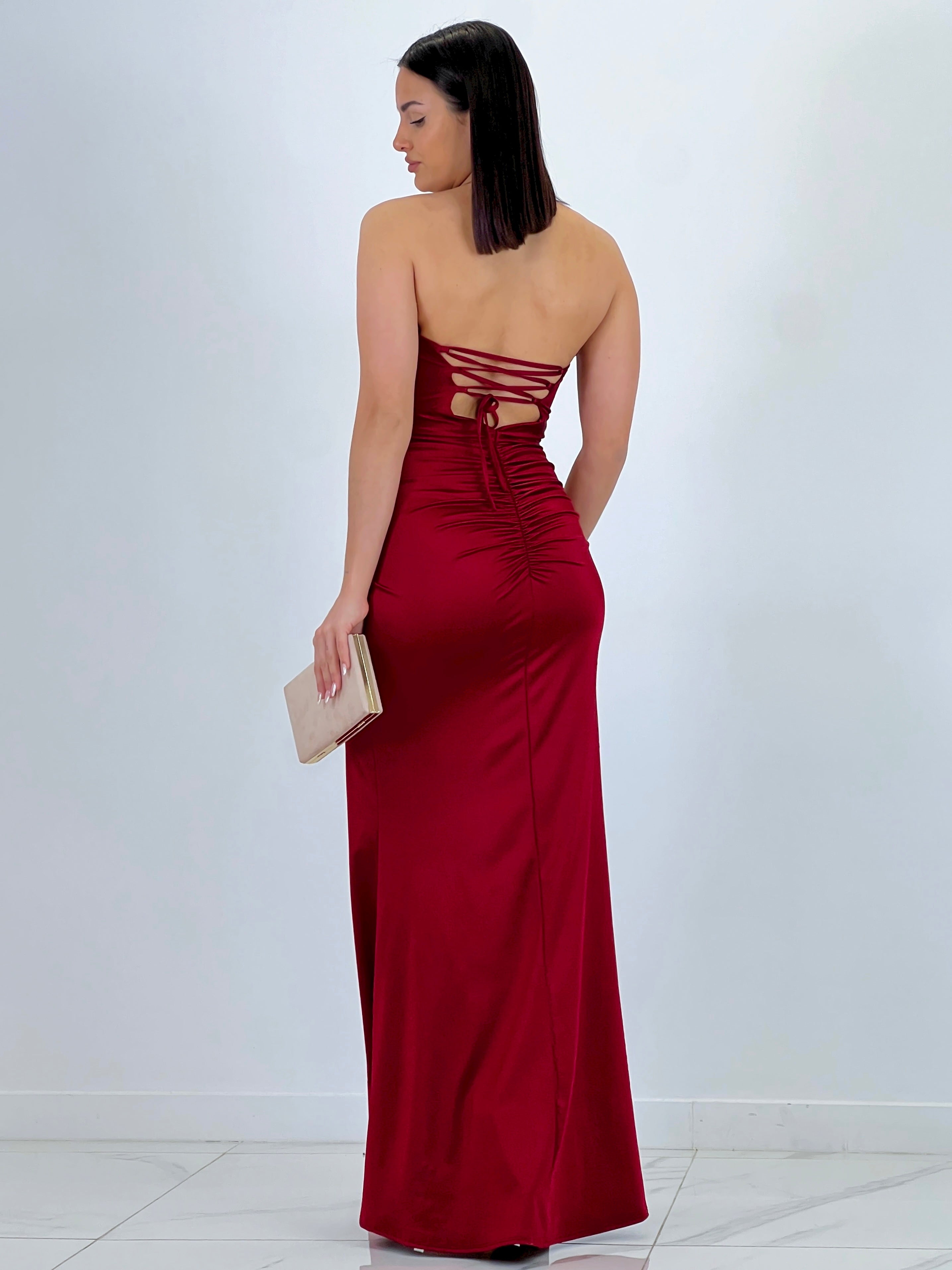 Dina ruched cross-back dress