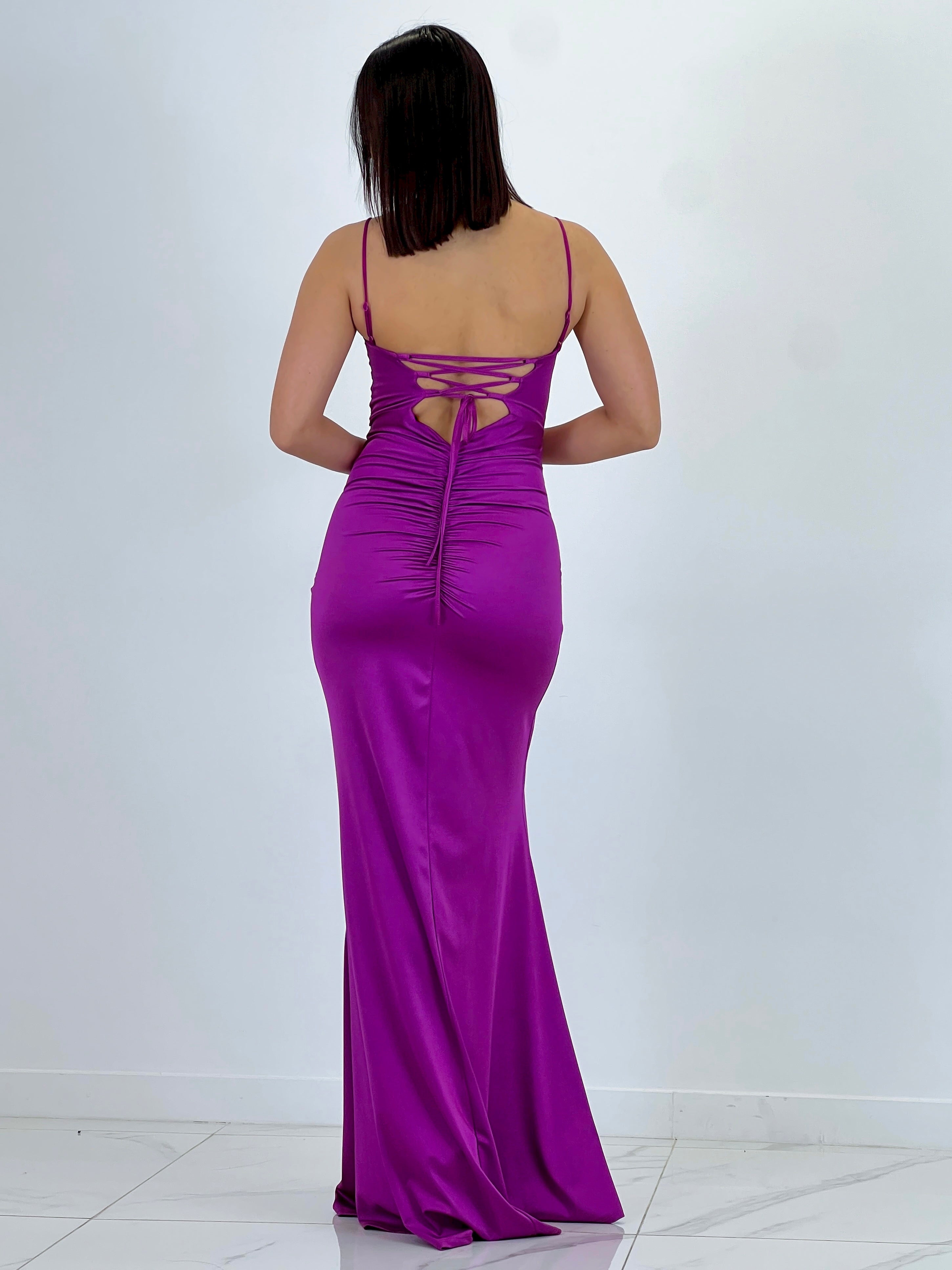 Dina ruched cross-back dress