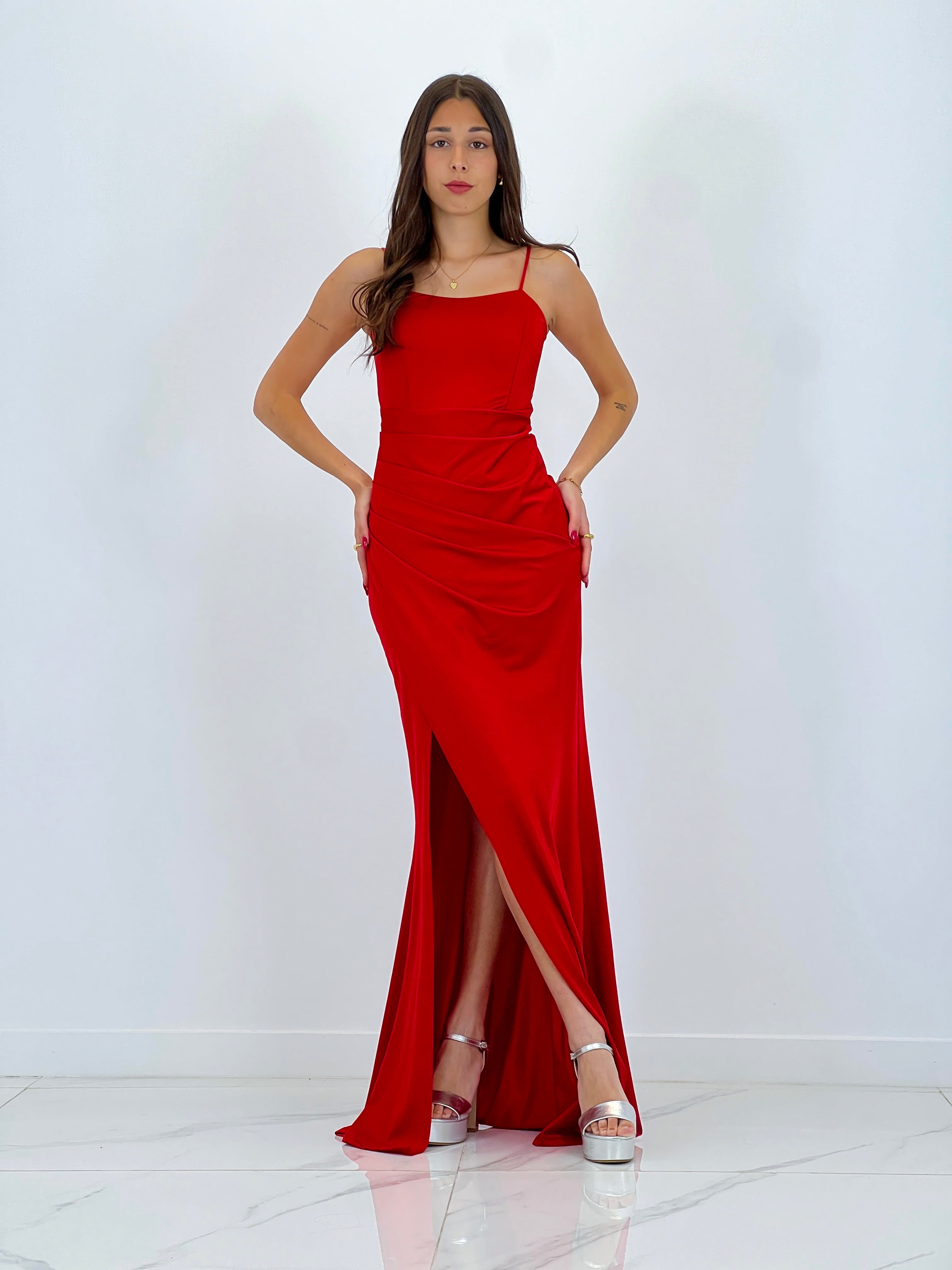Dina ruched cross-back dress