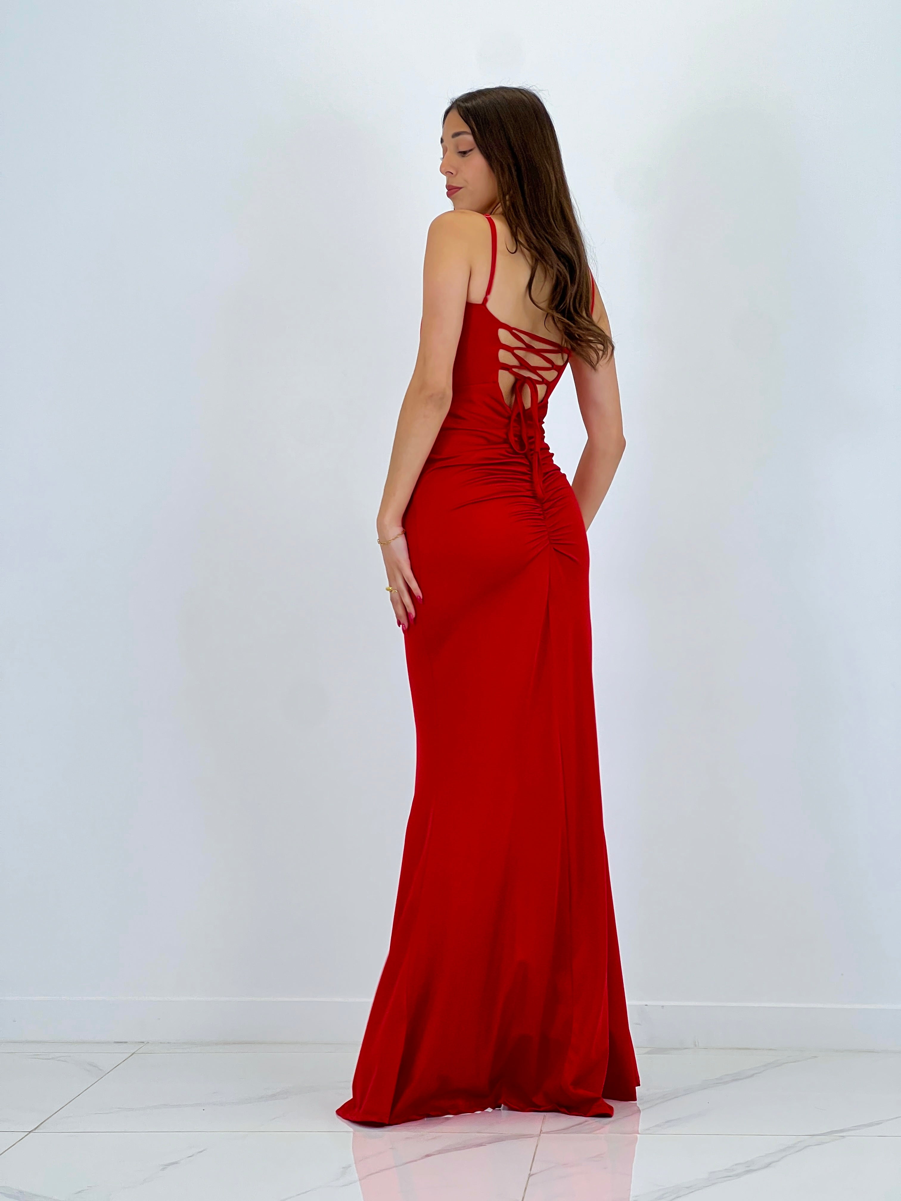 Dina ruched cross-back dress