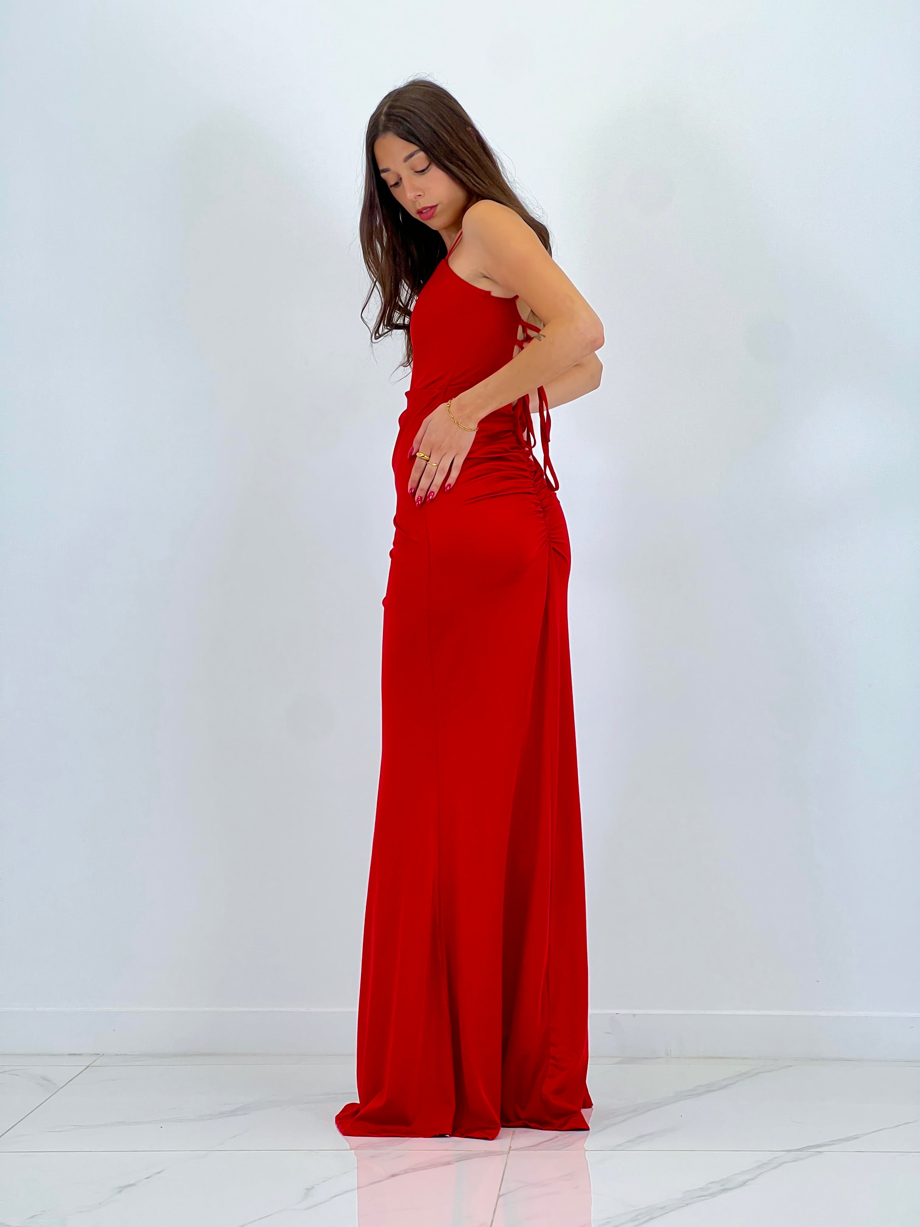 Dina ruched cross-back dress