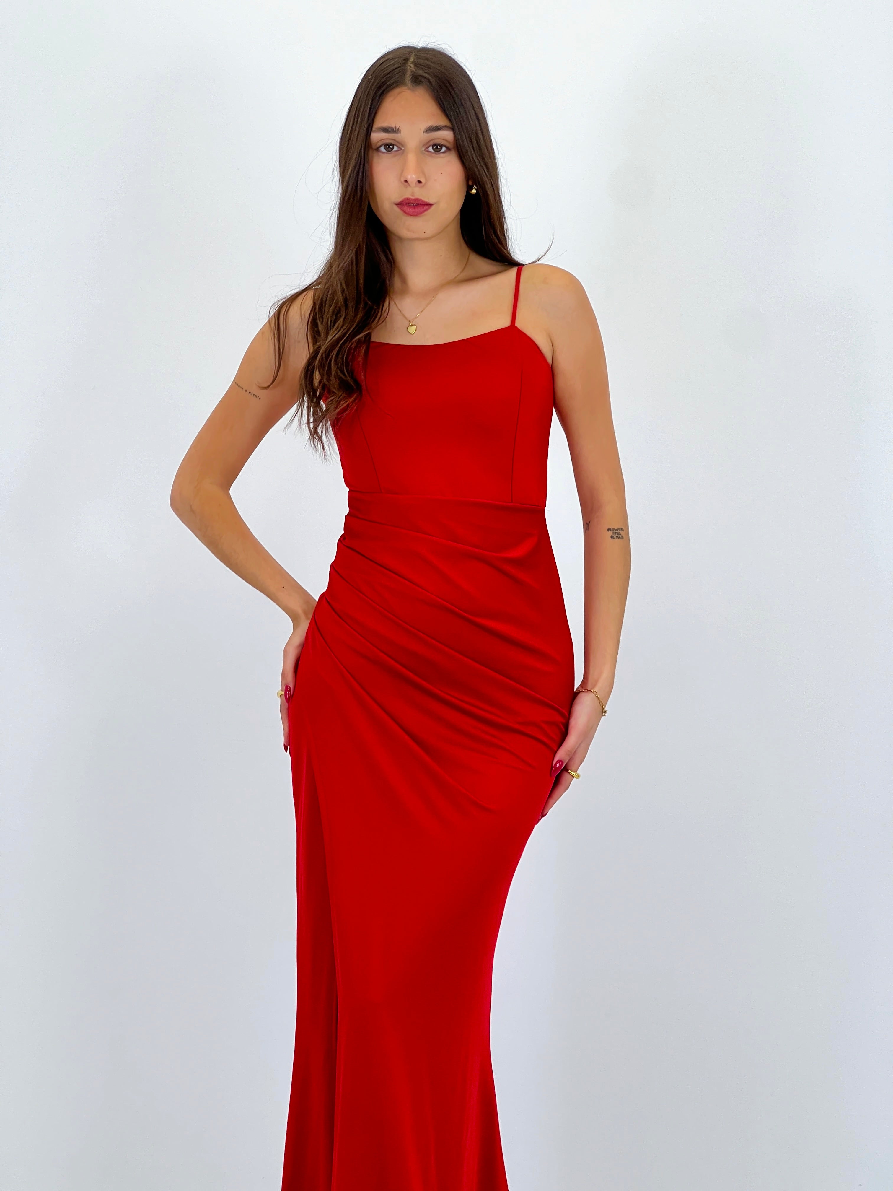 Dina ruched cross-back dress