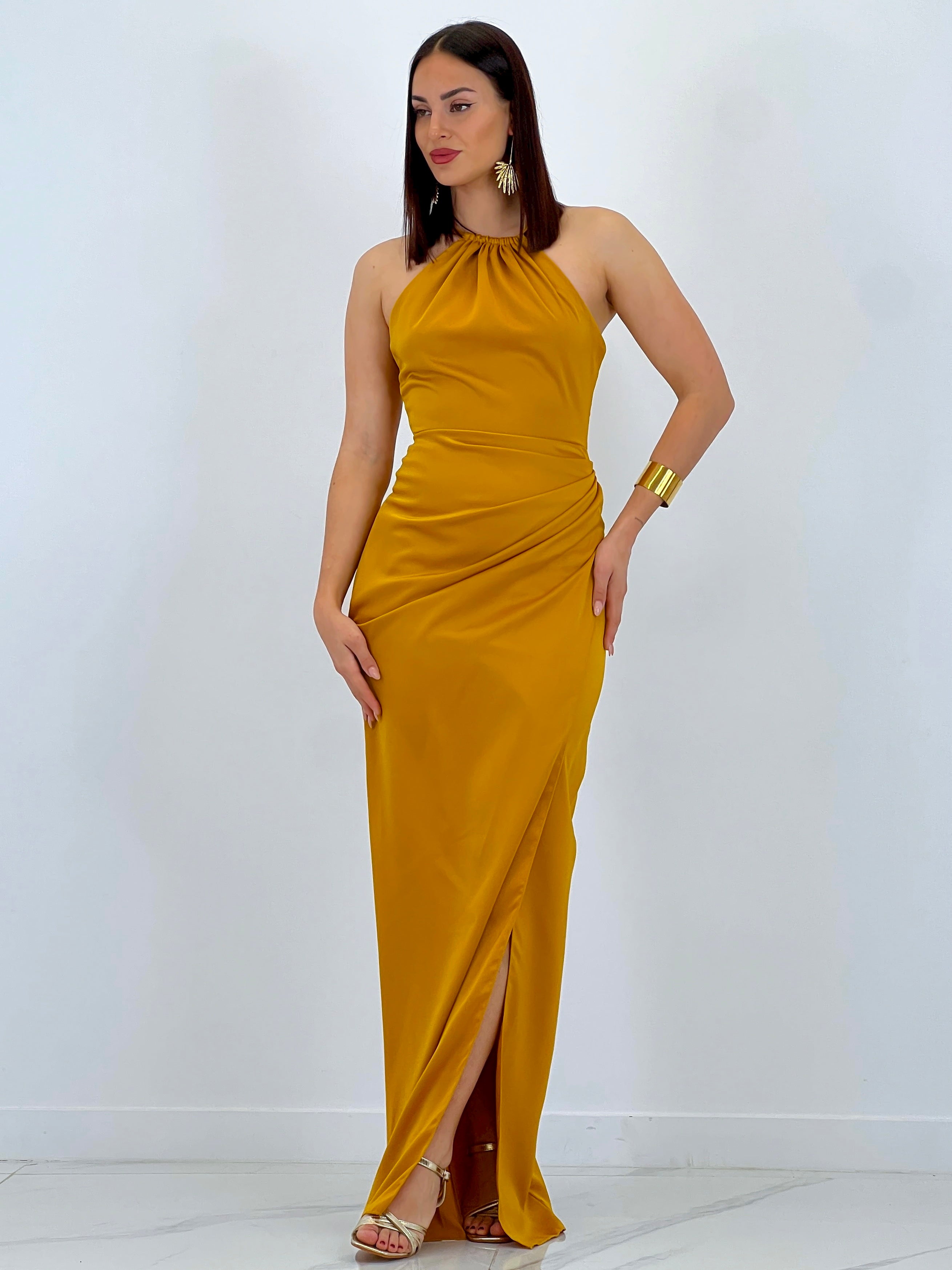 Gala halter satin dress