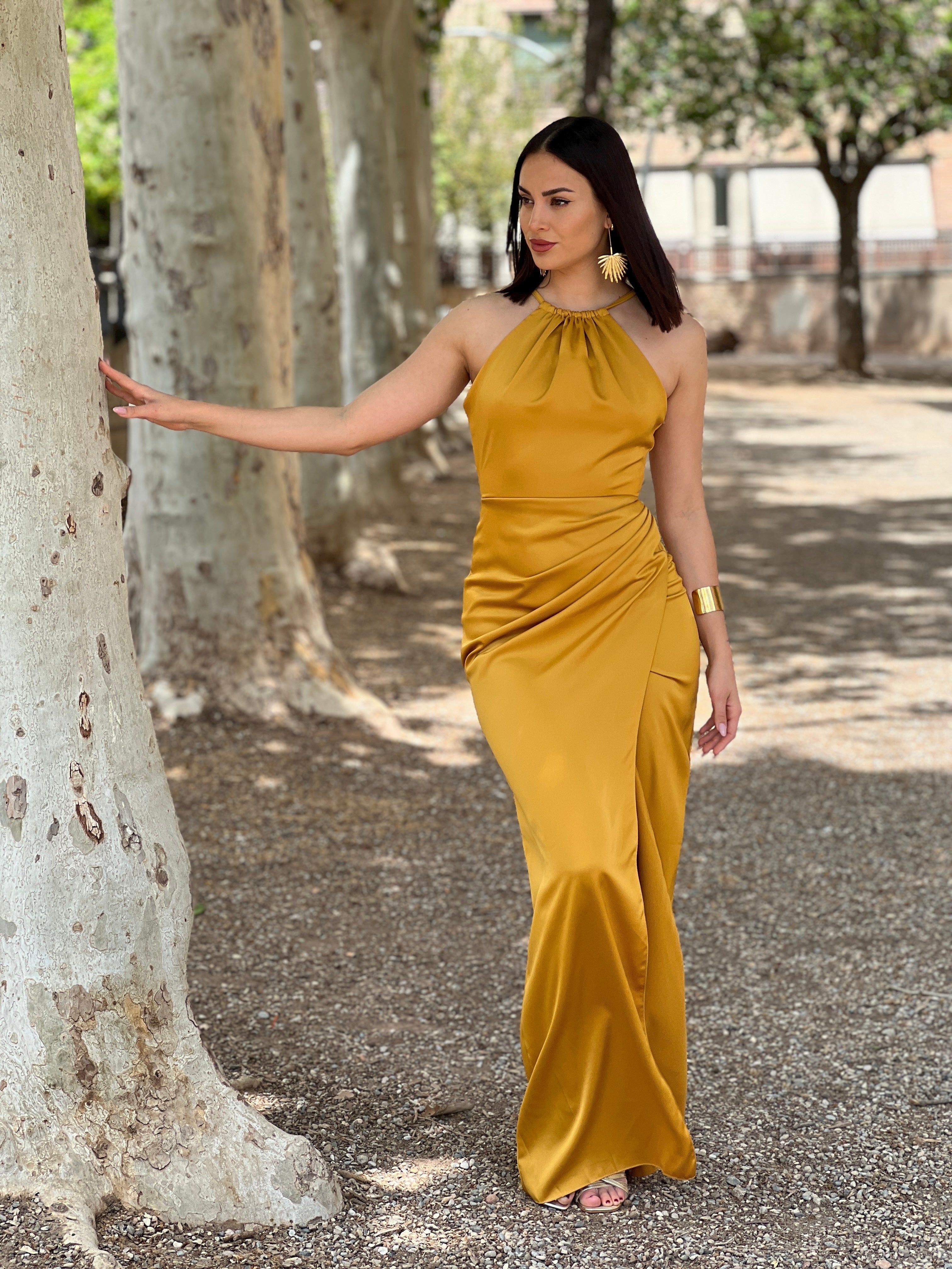 Gala halter satin dress