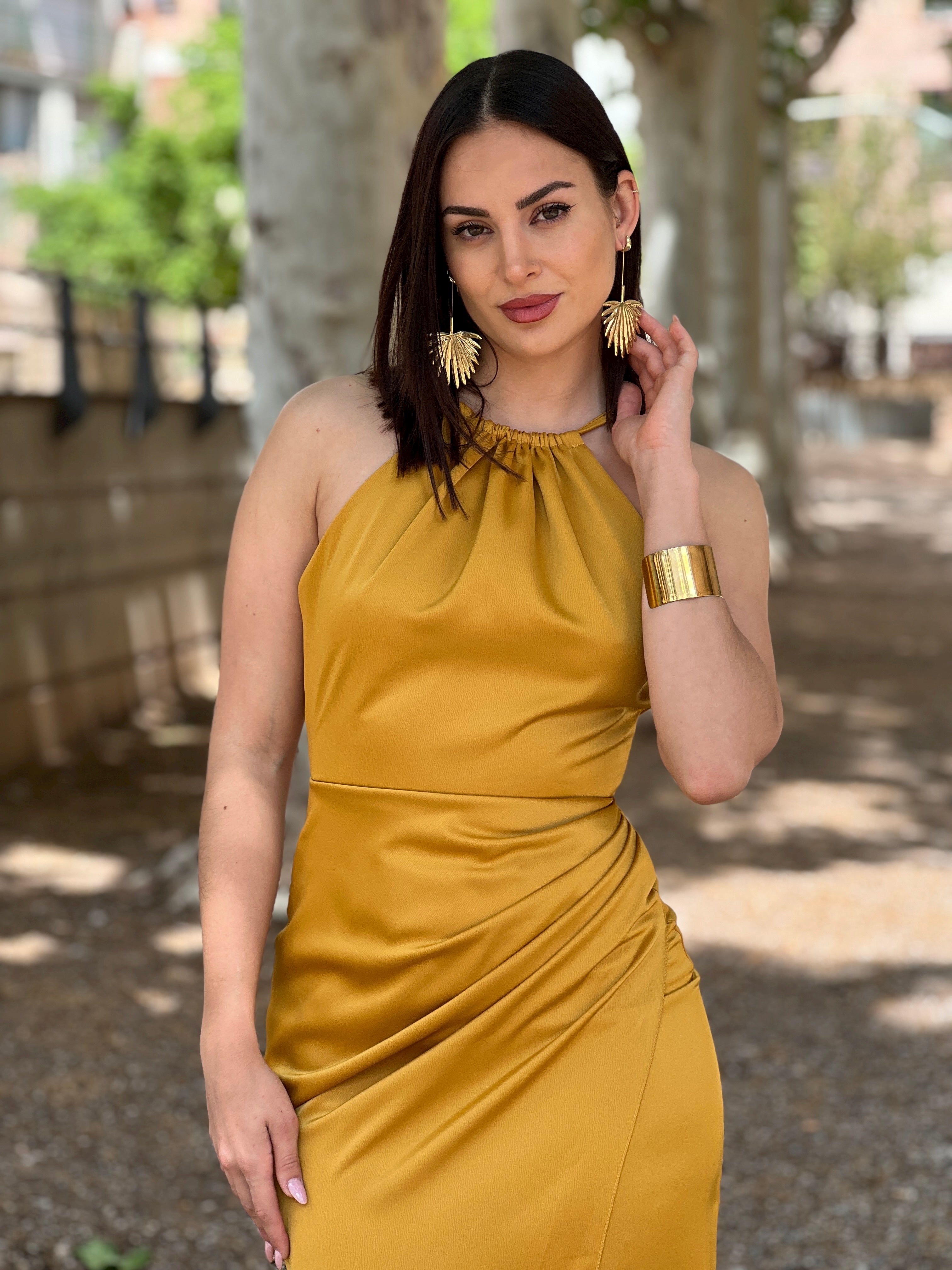 Gala halter satin dress