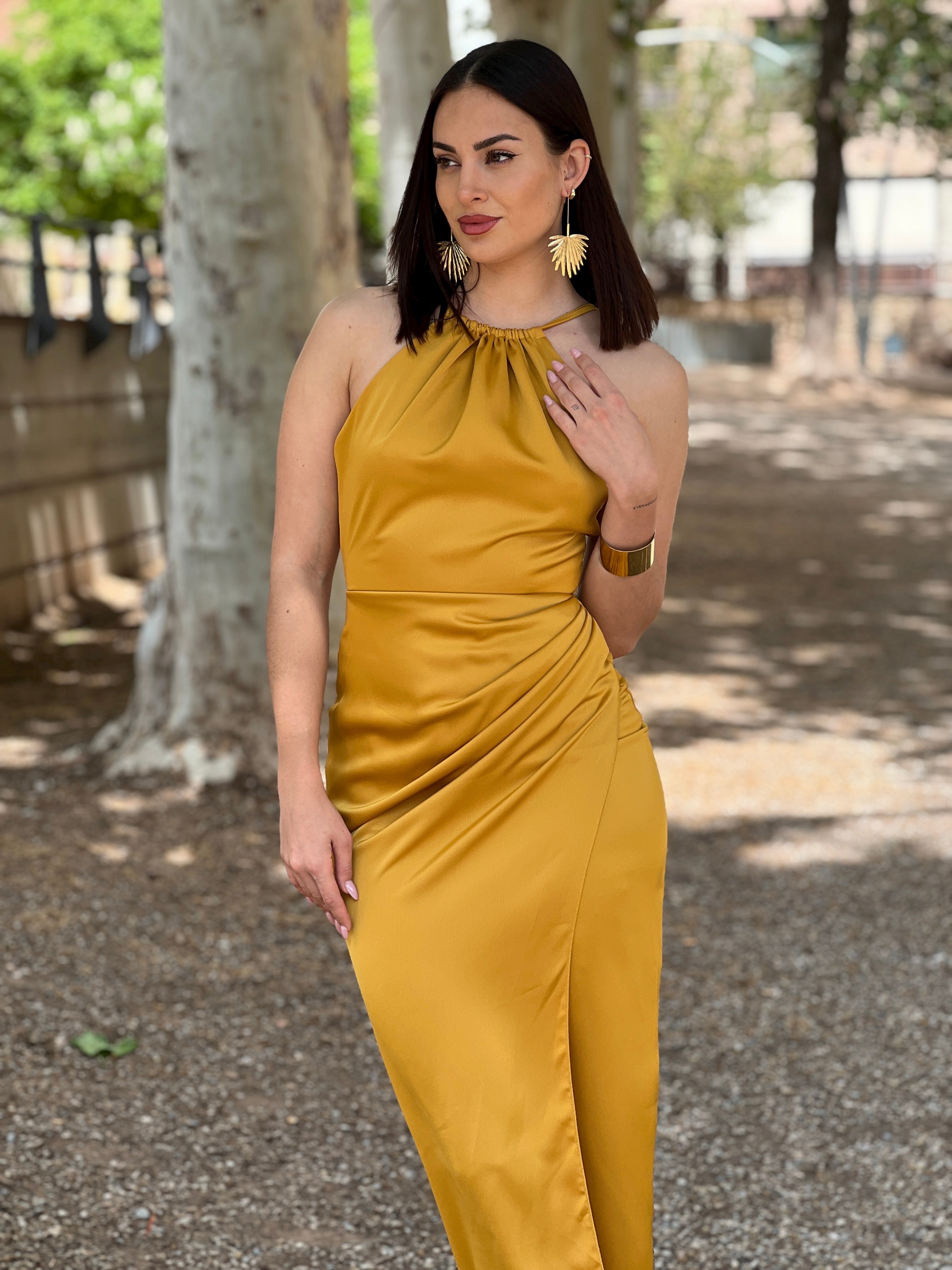 Gala halter satin dress