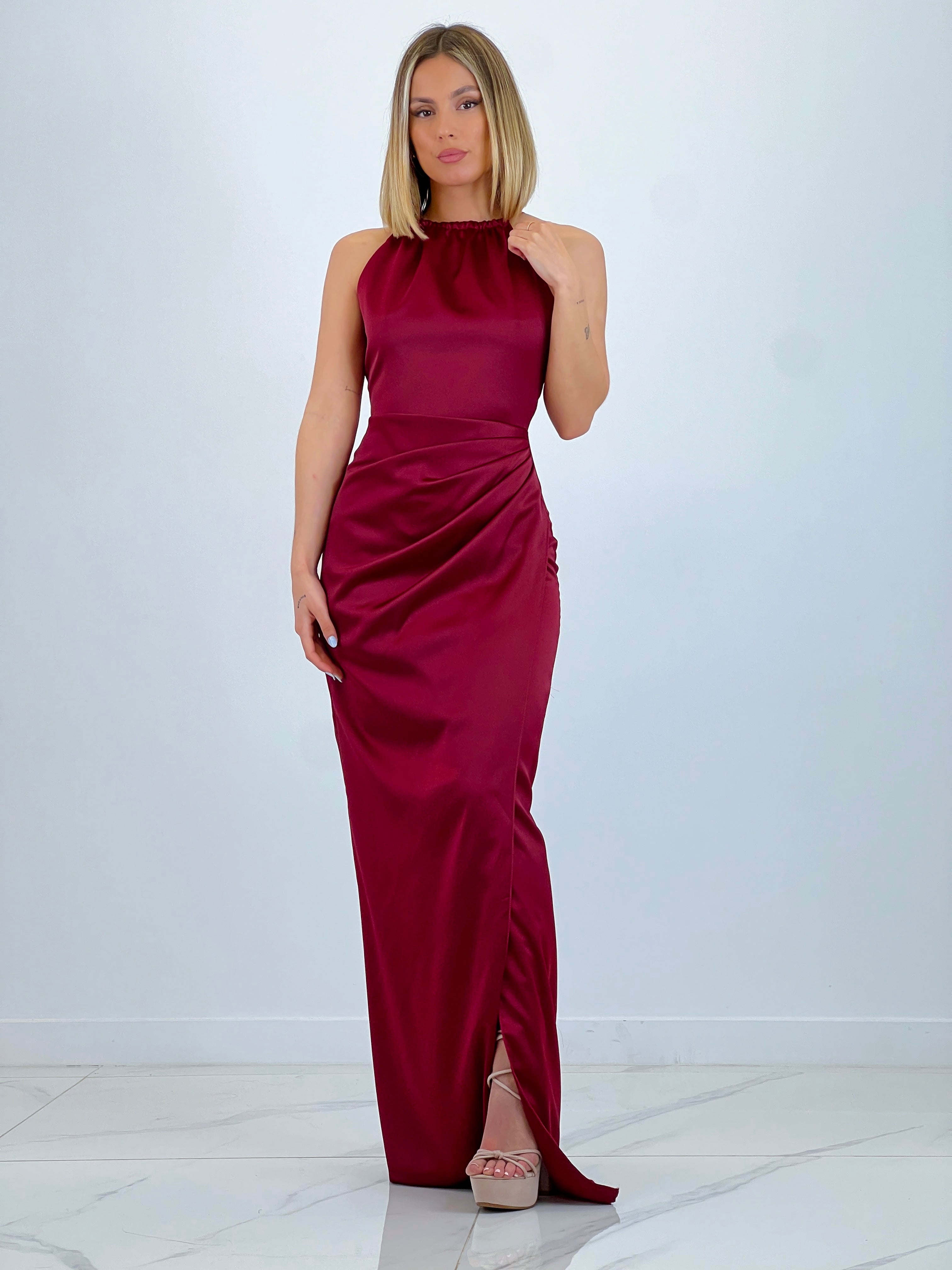 Gala halter satin dress