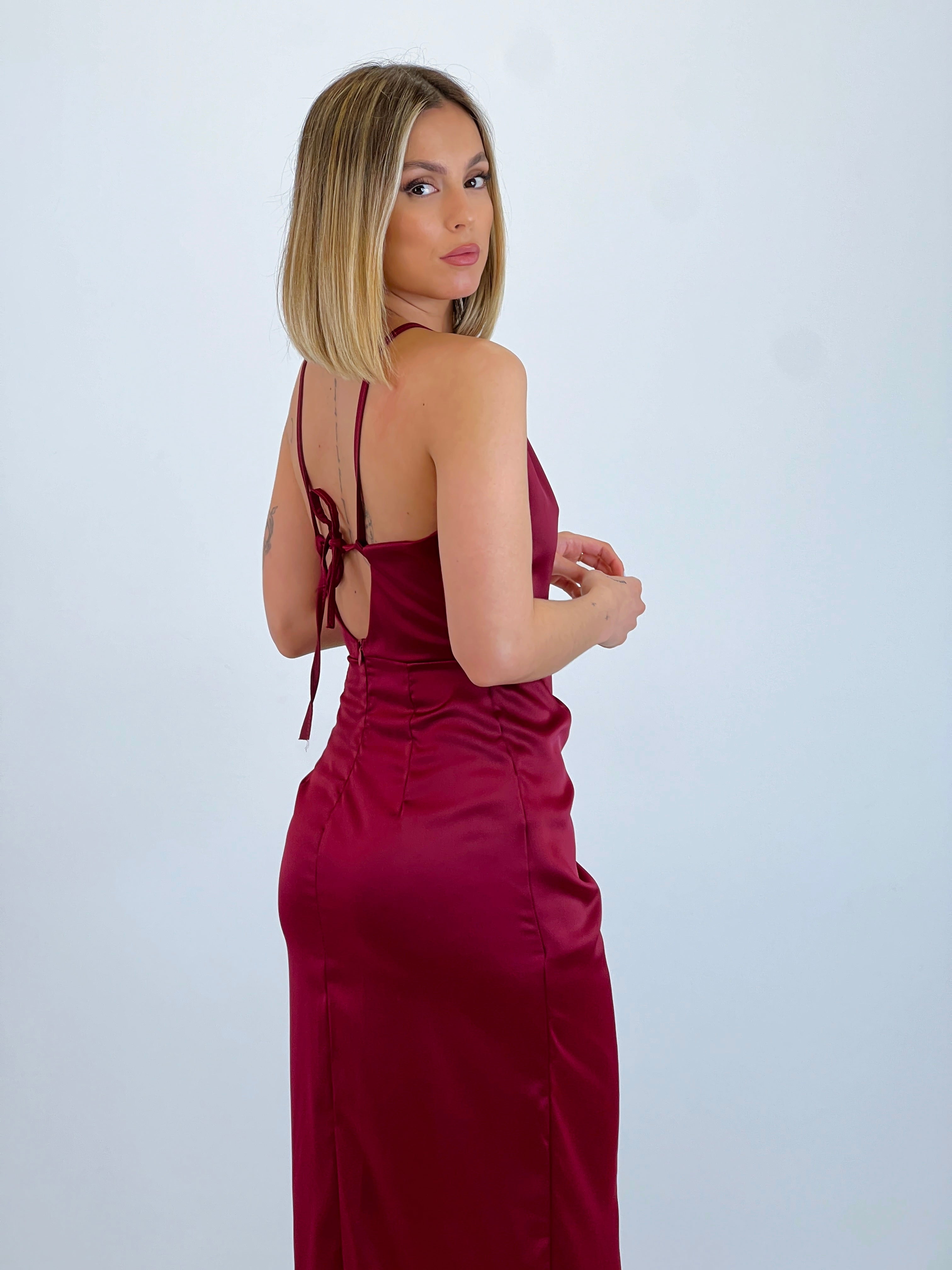 Gala halter satin dress