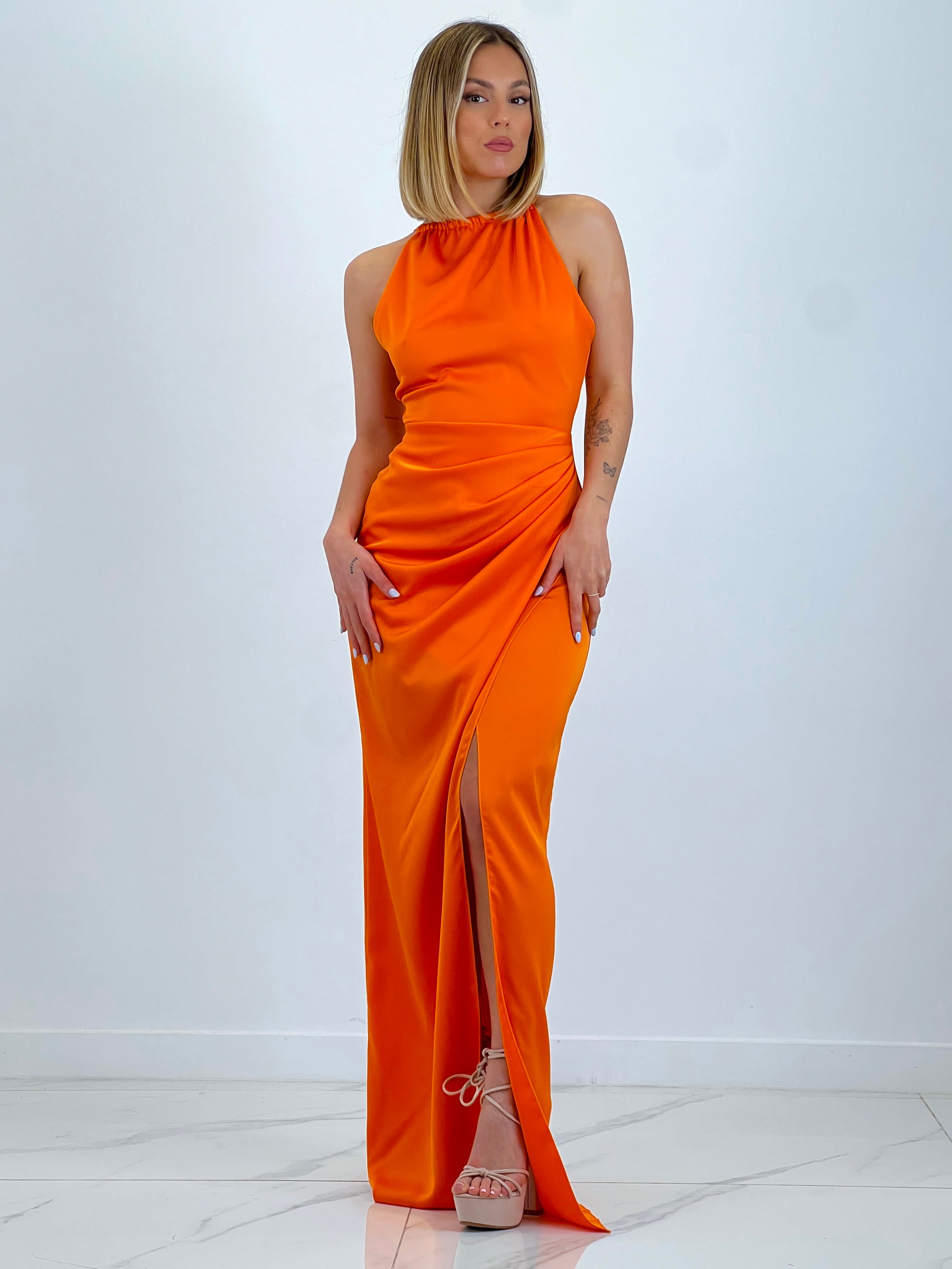 Gala halter satin dress