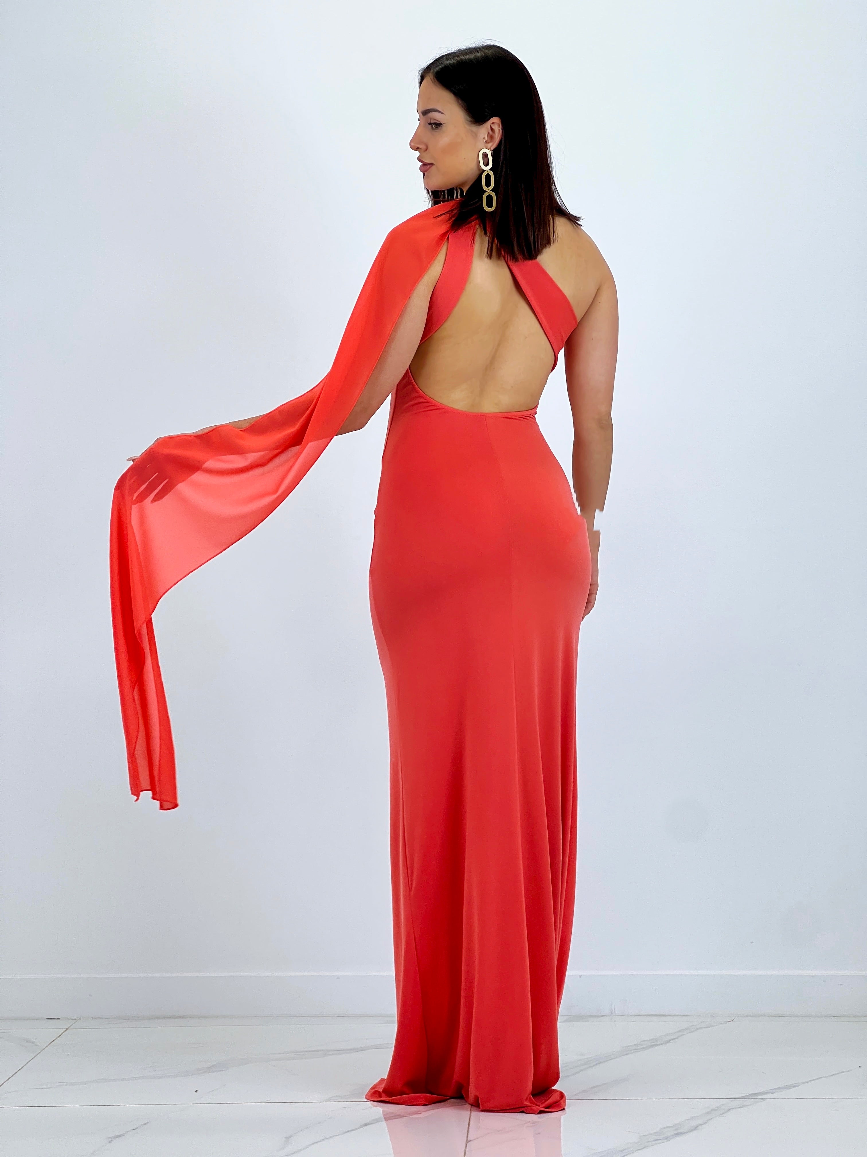 Asymmetrical dress with Yone shawl