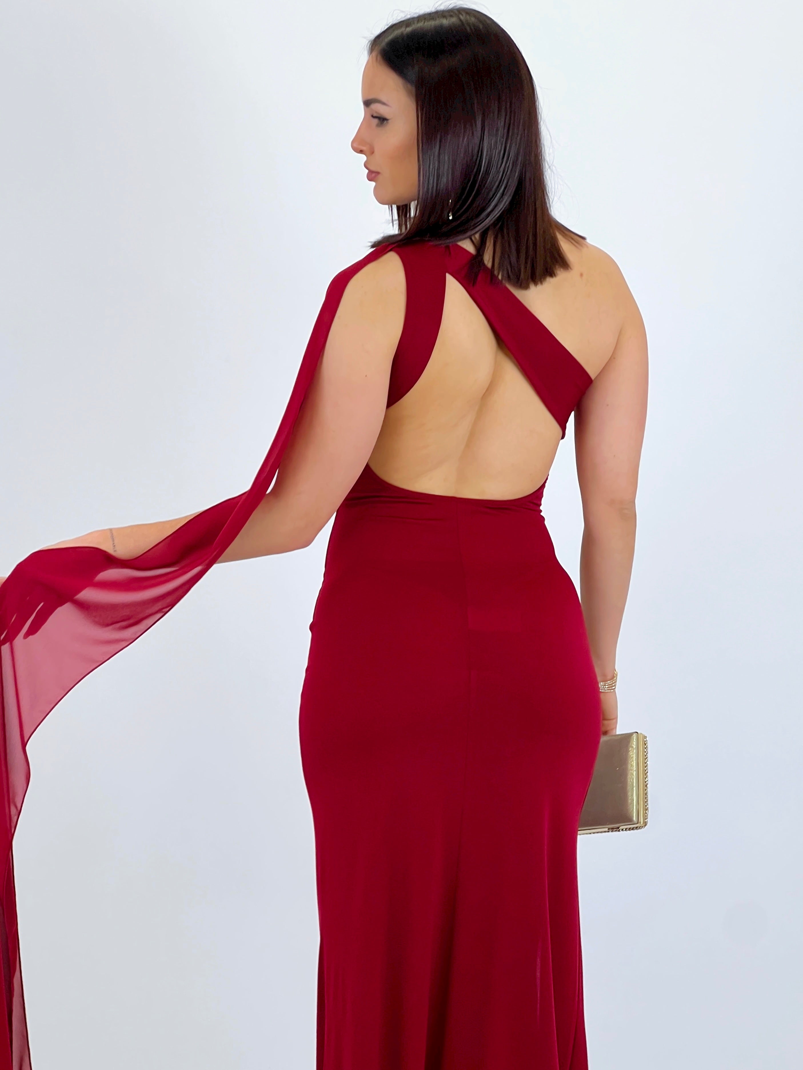 Asymmetrical dress with Yone shawl