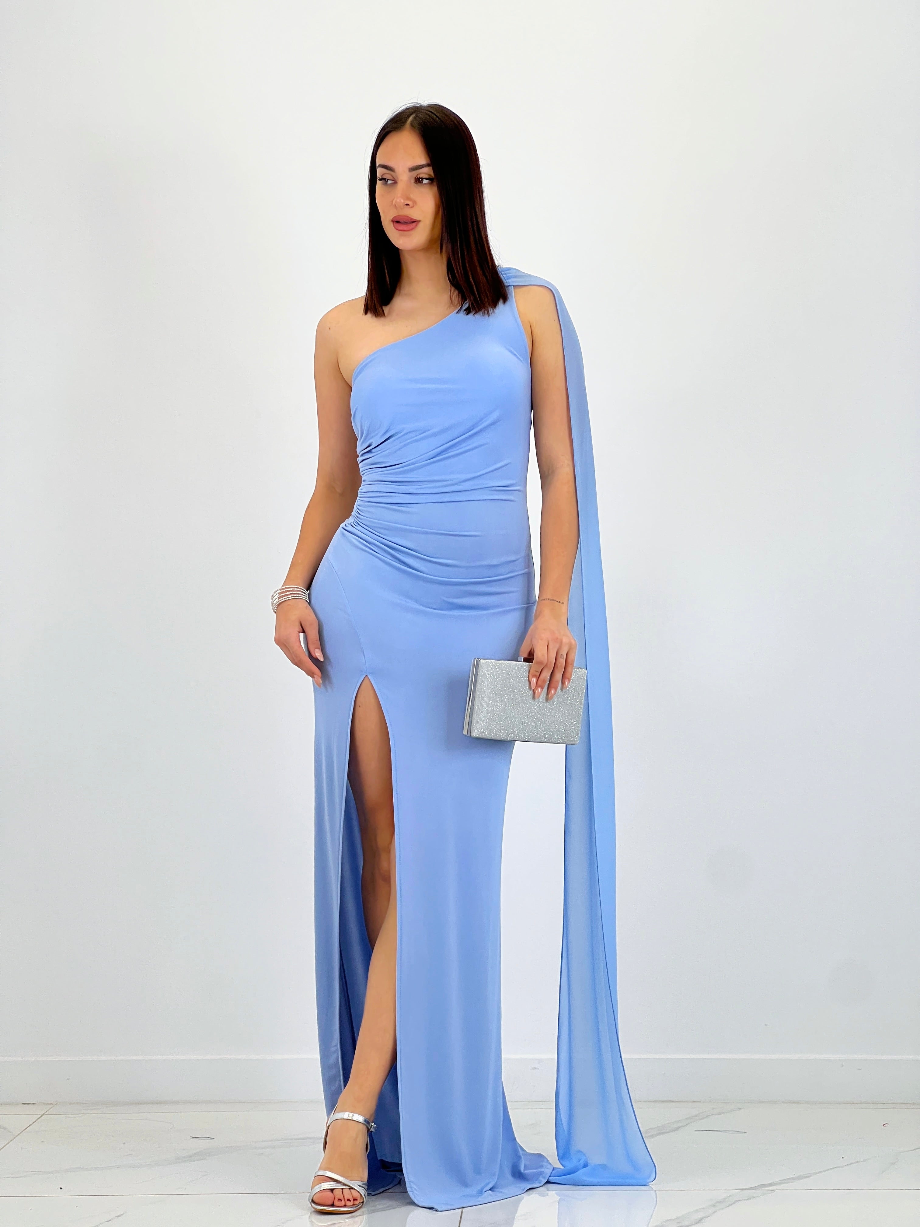 Asymmetrical dress with Yone shawl