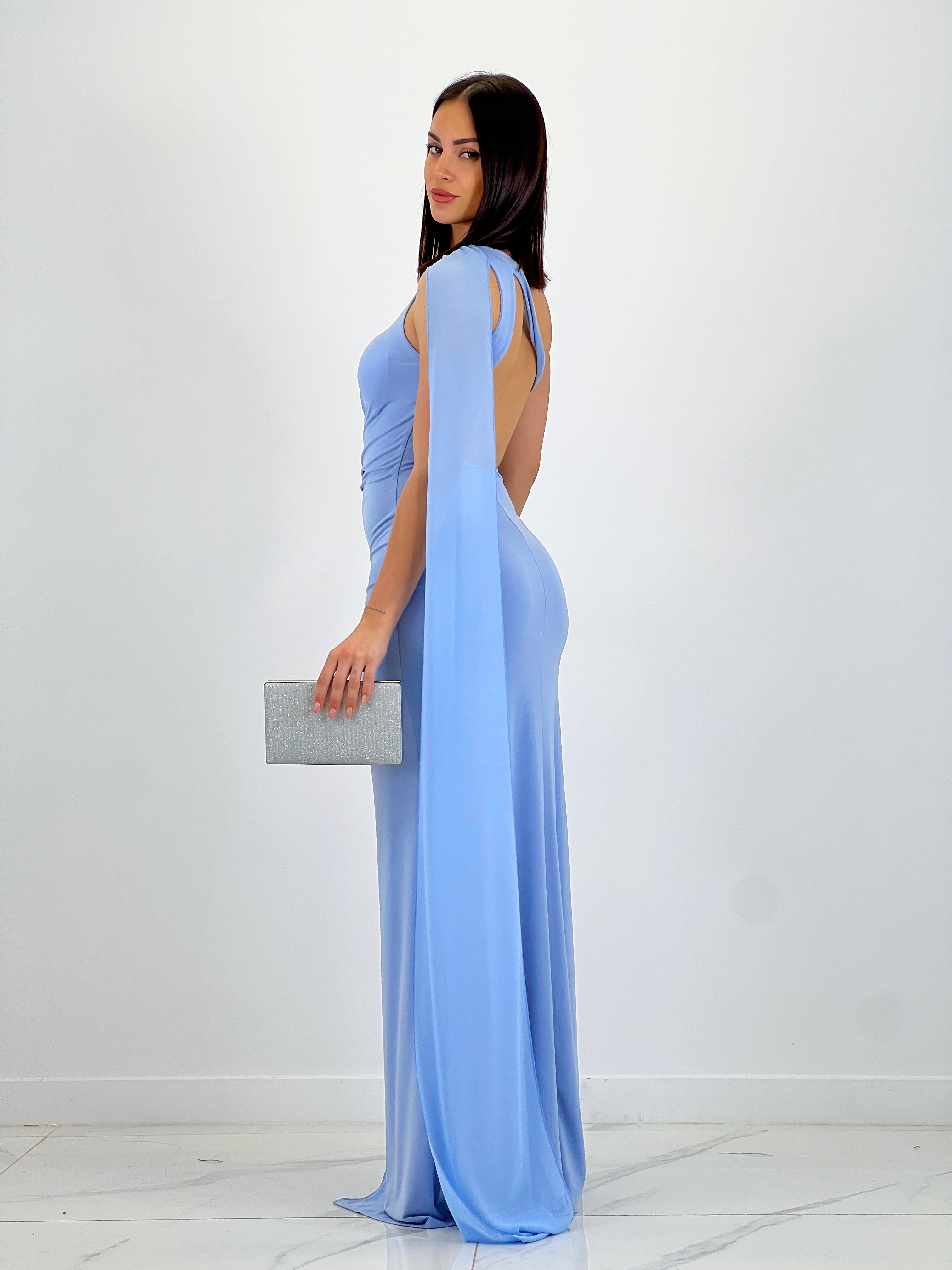 Asymmetrical dress with Yone shawl