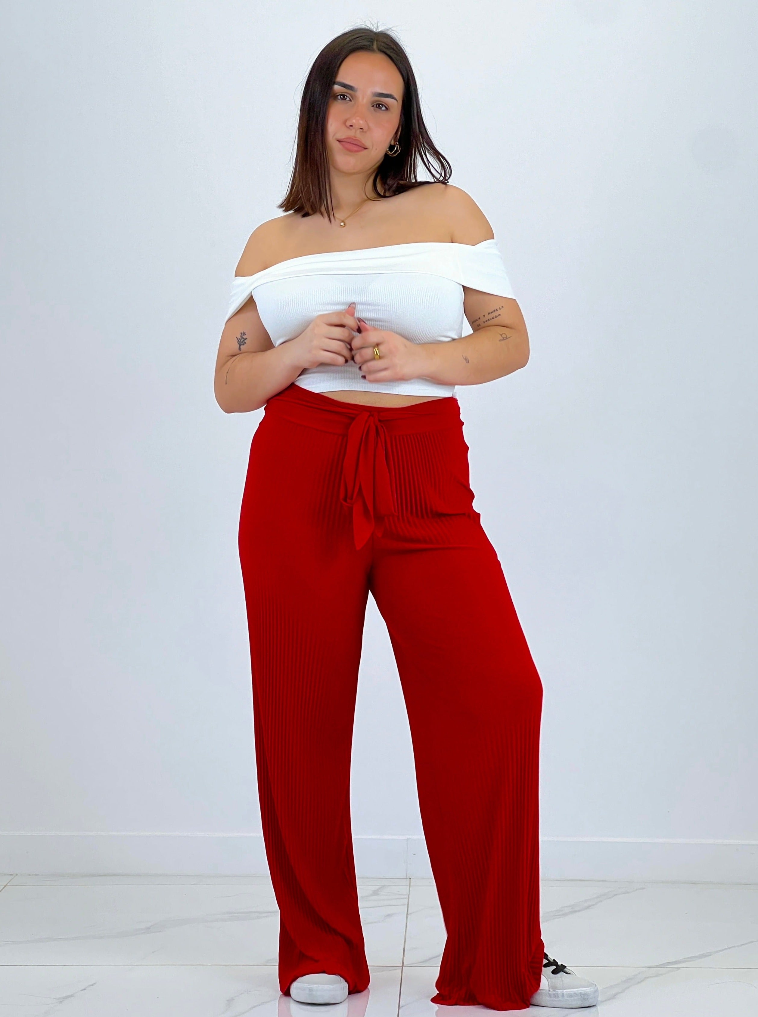 Pantaló plisat cordó cintura