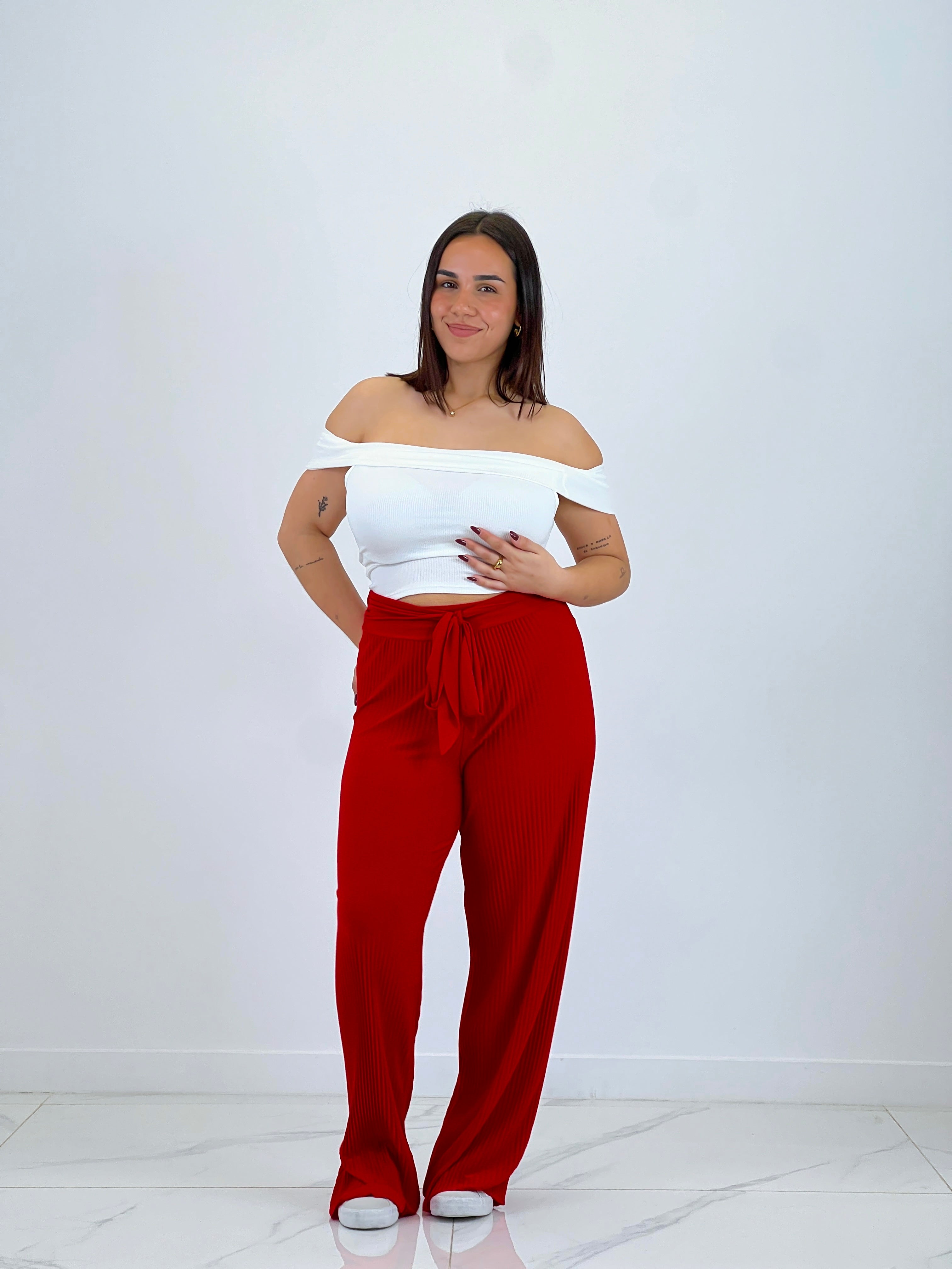 Pantaló plisat cordó cintura