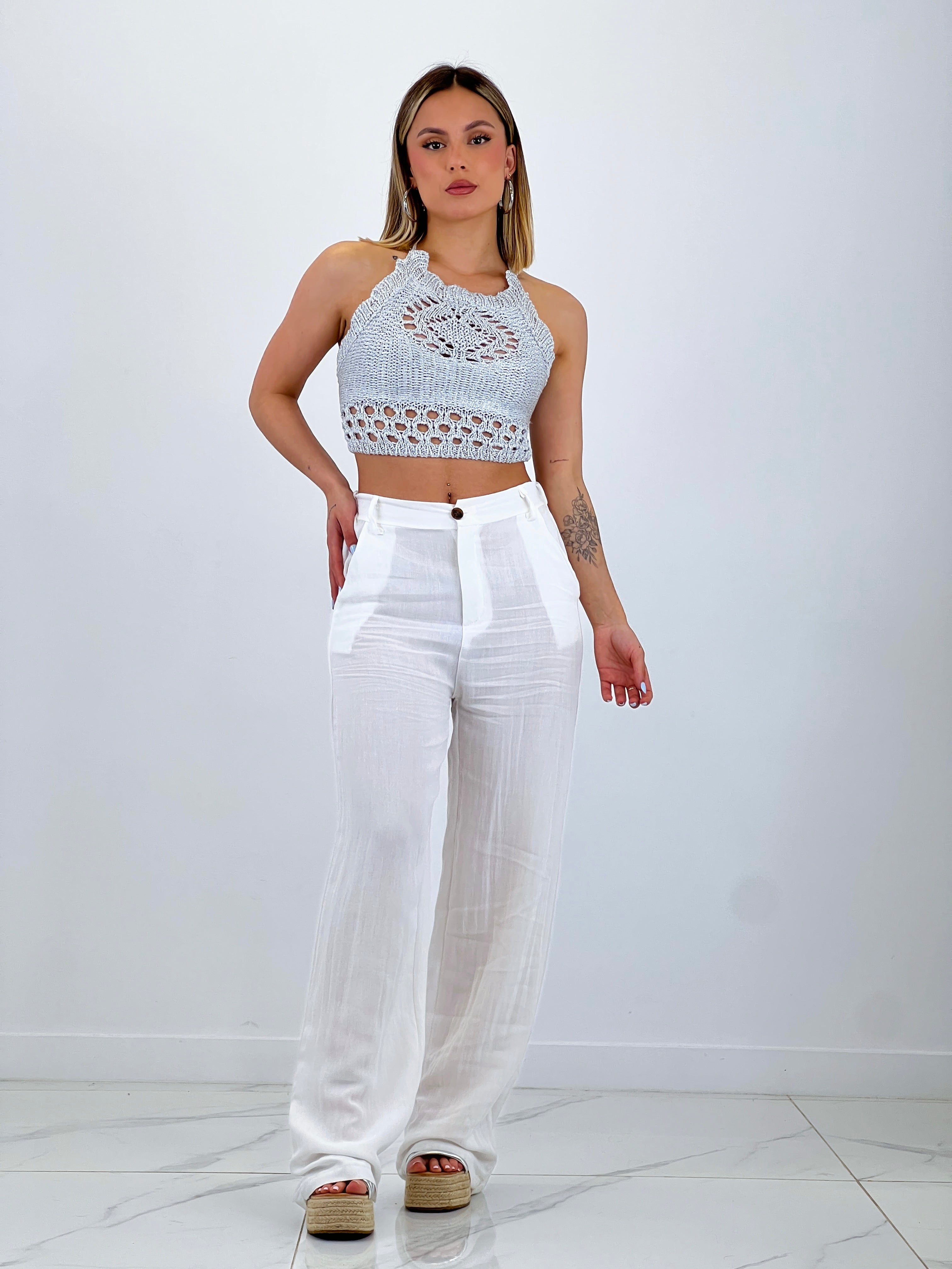 Halter top with lurex broth