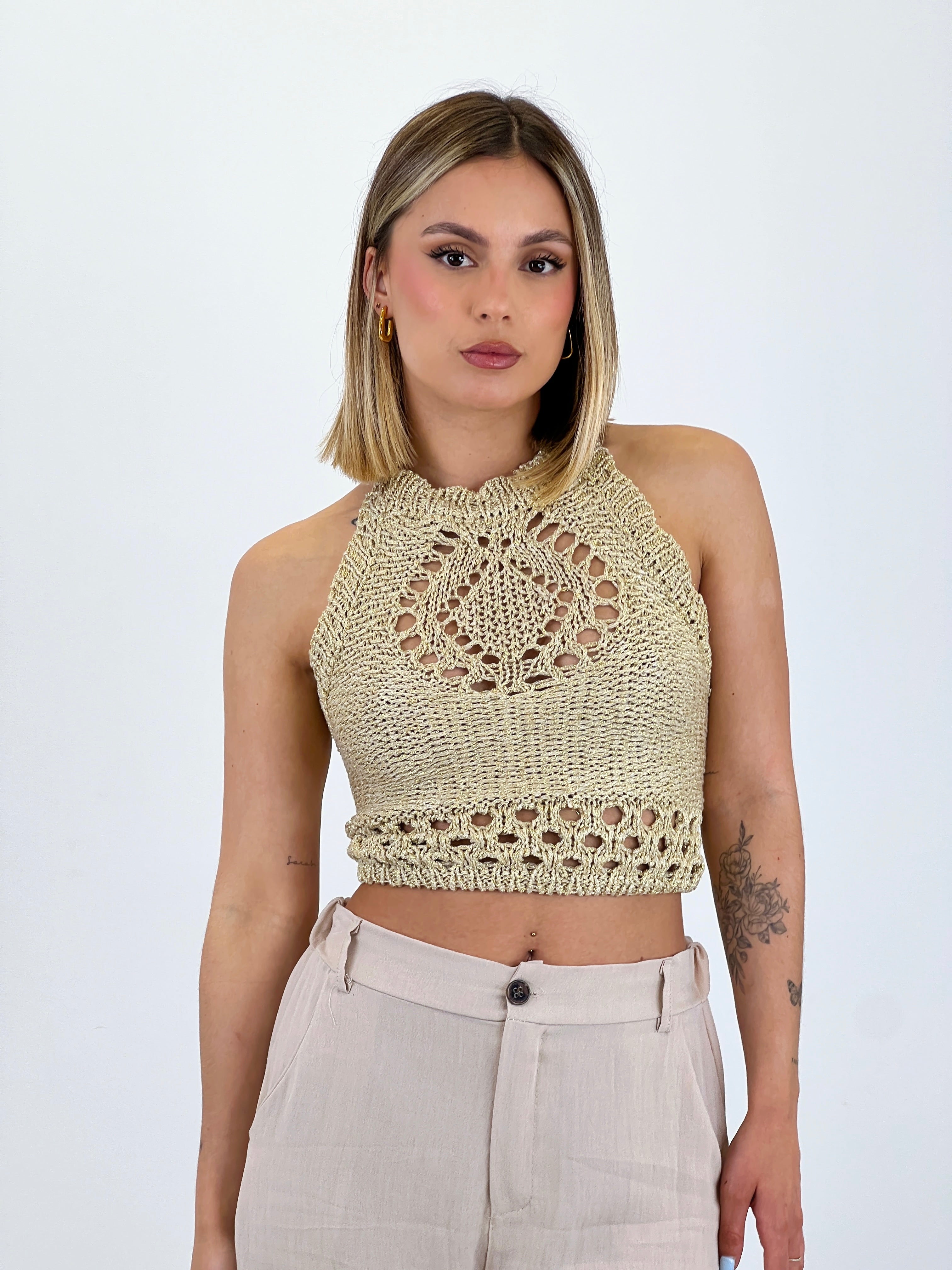 Halter top with lurex broth