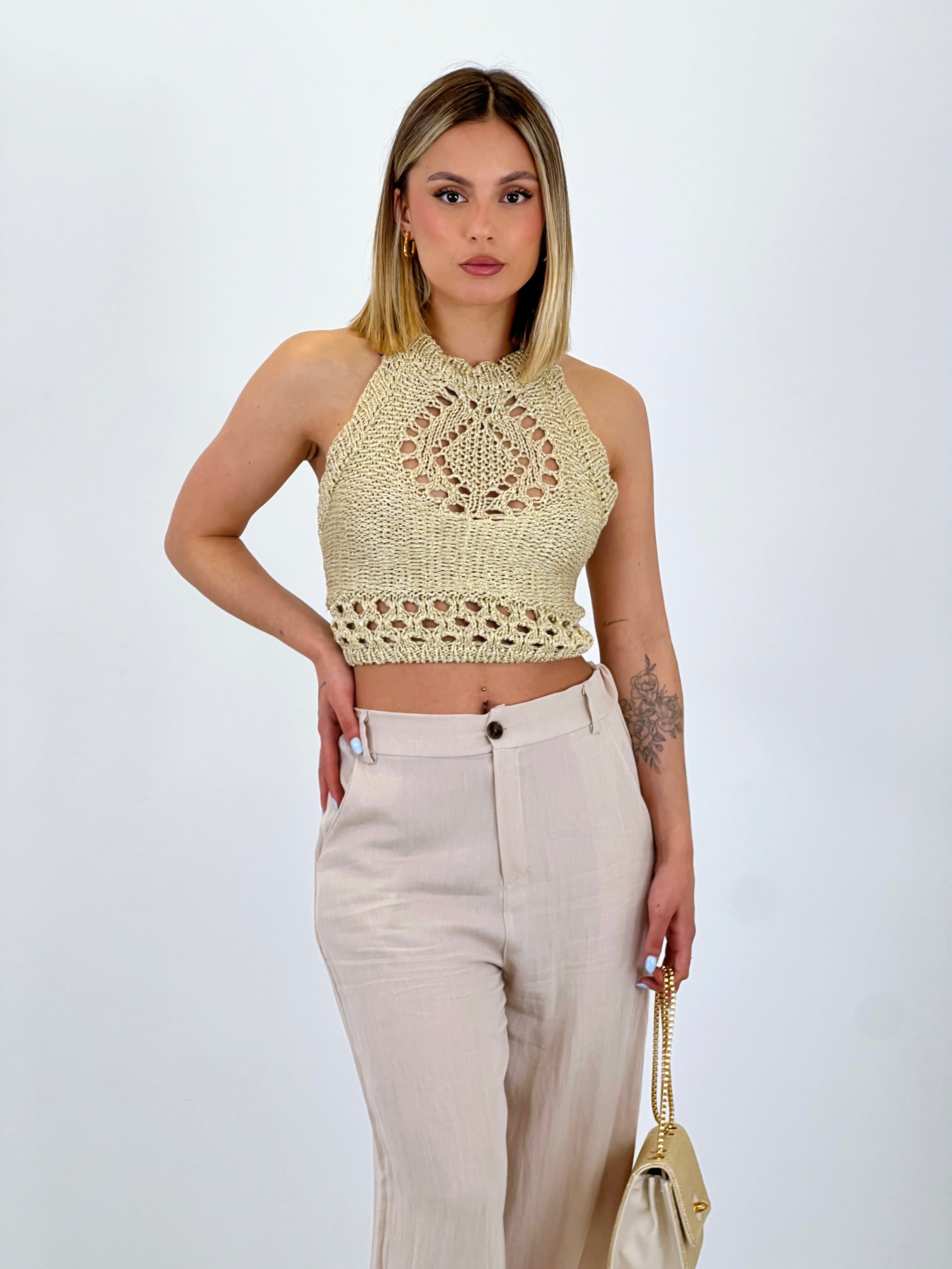 Halter top with lurex broth