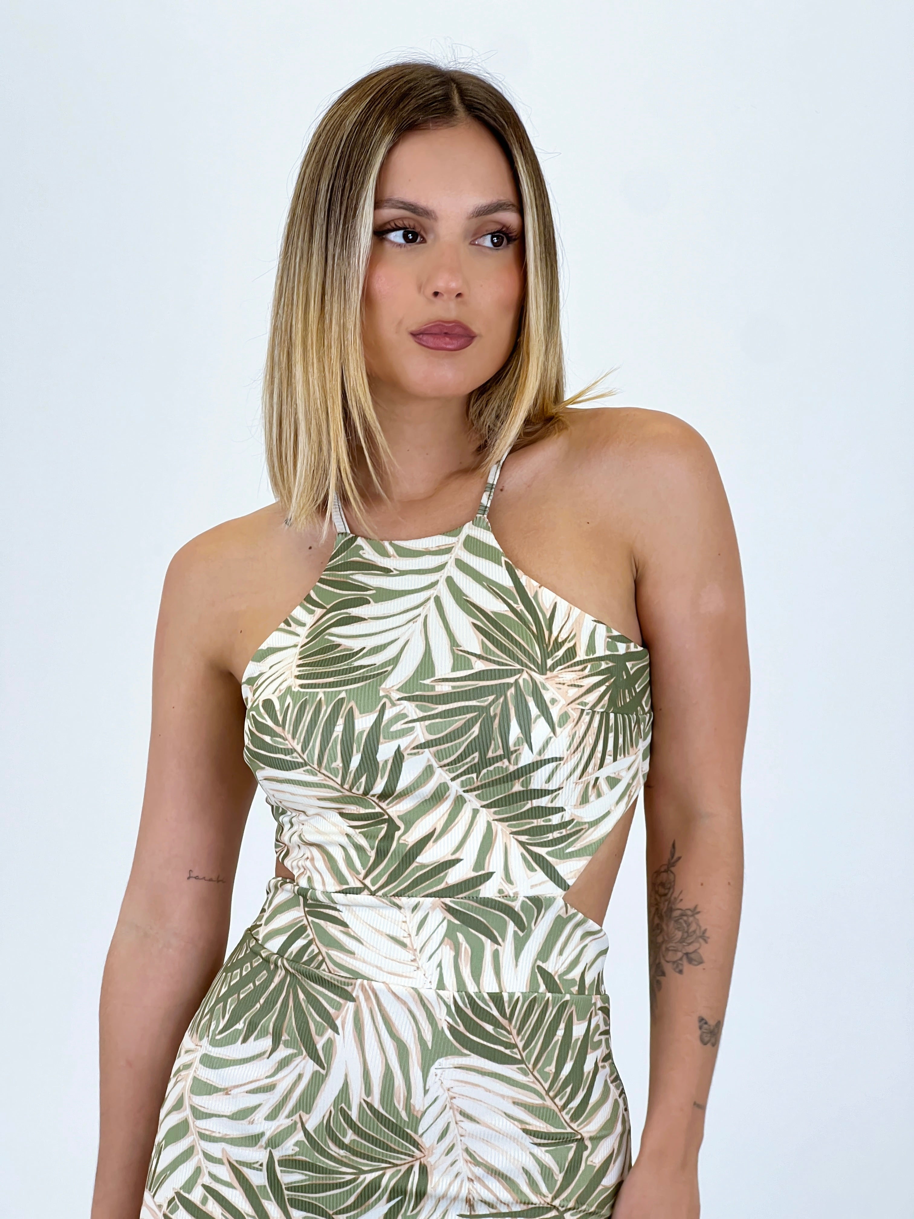 Printed lace-up dress