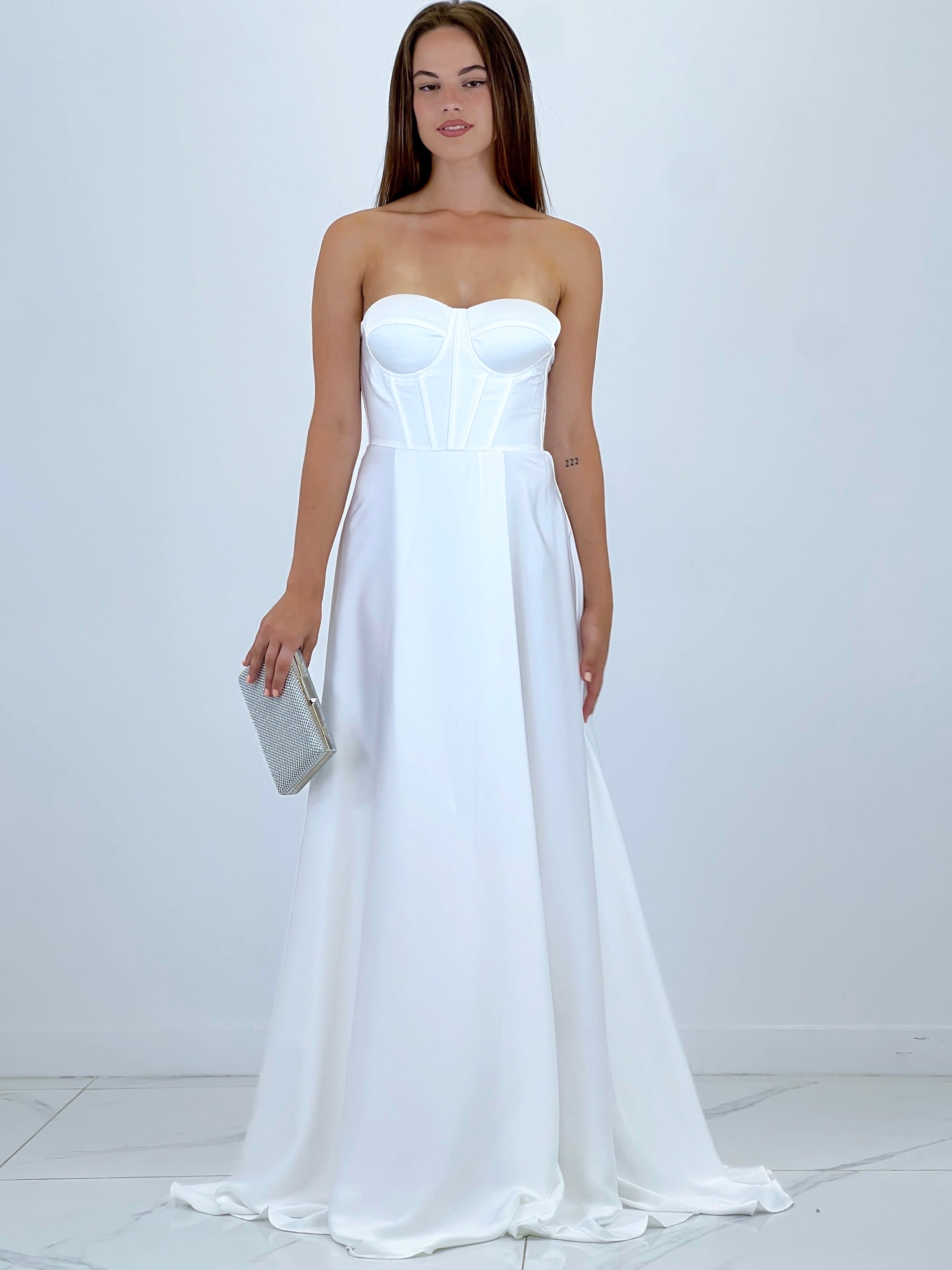 Sarah white satin corset dress