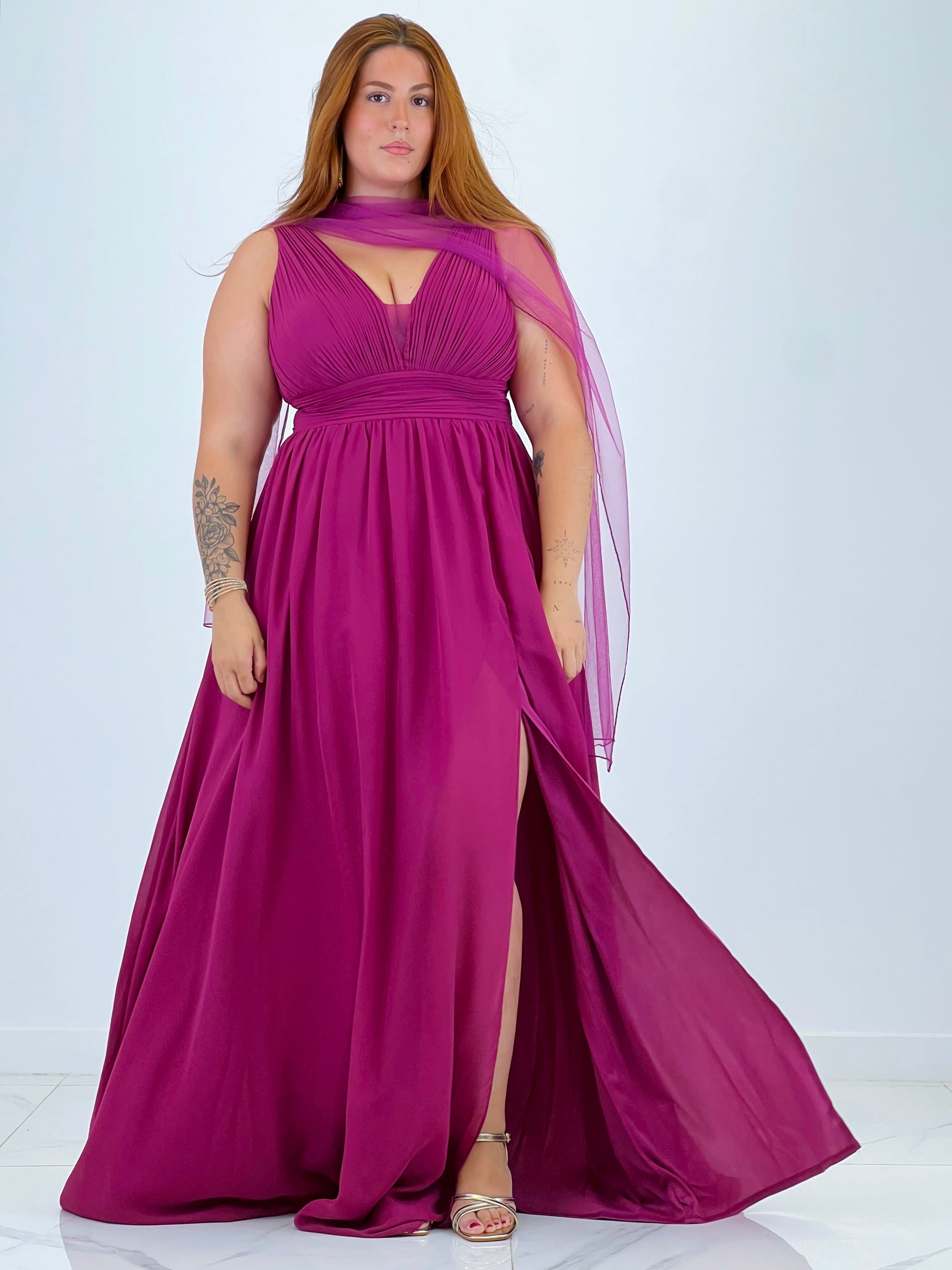 Vestido plumas manga Vega