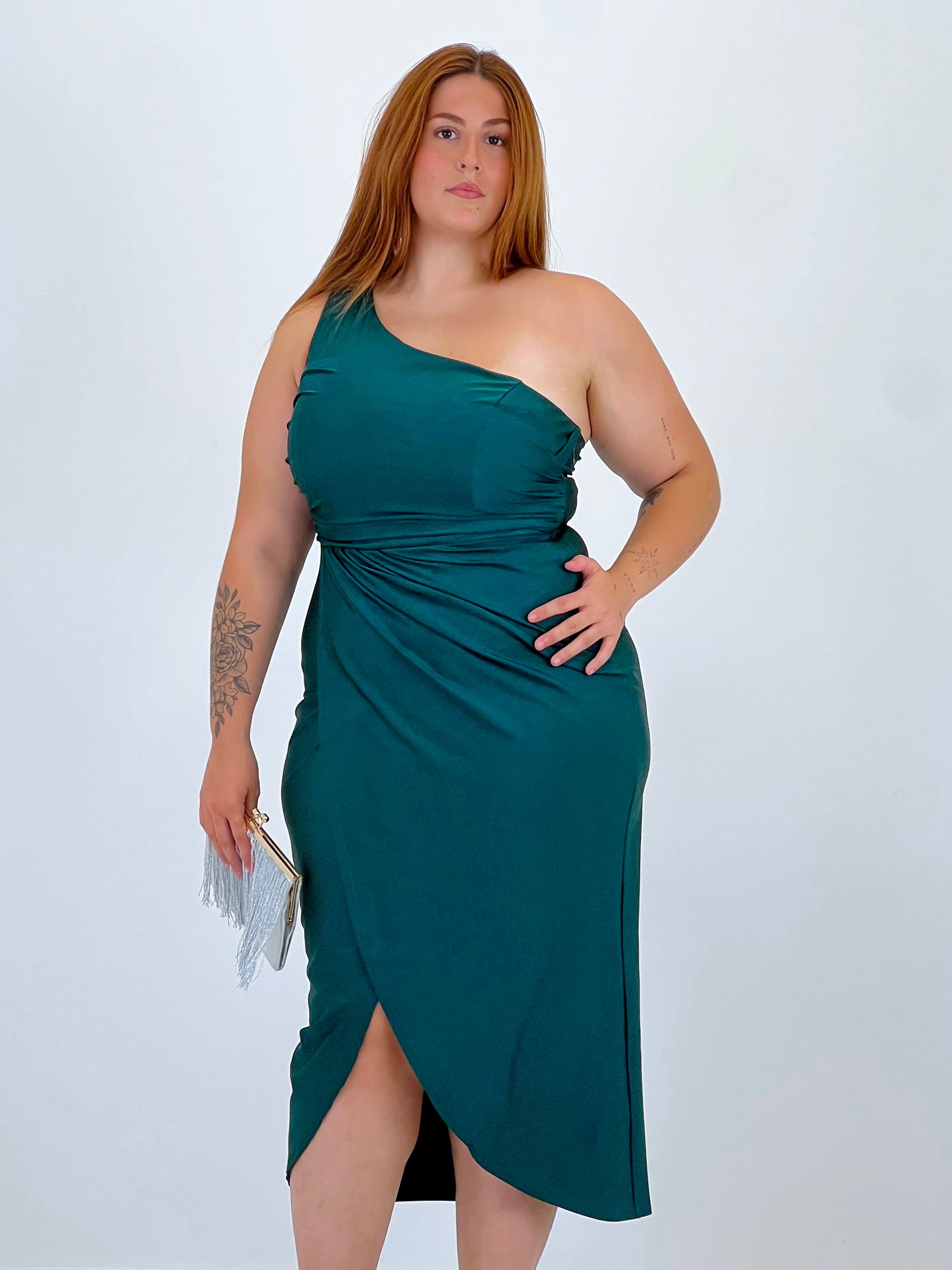 Vestit asimètric satinat Carla